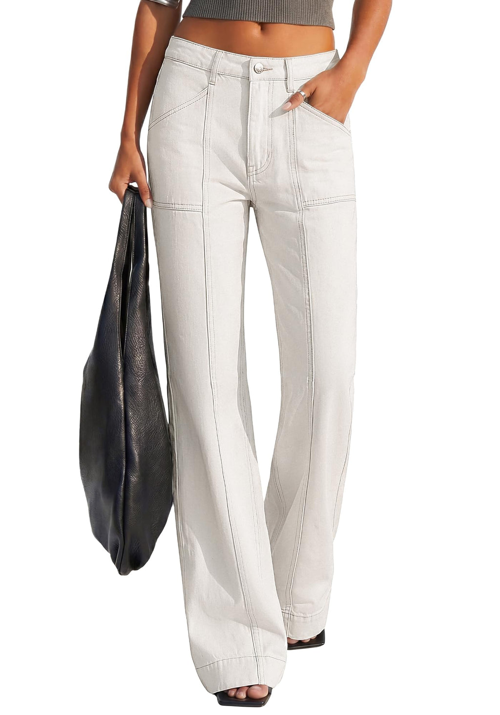 BTFBM Straight Leg Jeans for Women Stretchy Curve Appeal Pants Front Seam, Little Flare Bootcut Jean, High Waisted Denim Pockets, Travel Airport Outfits, Trendy Fall Fashion Clothing