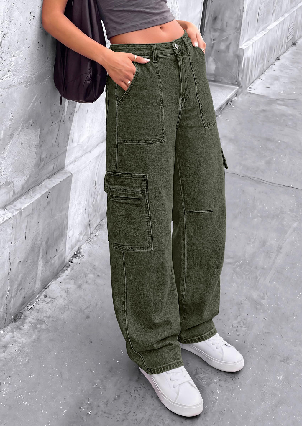 PRETTYGARDEN Barrel Pants Women Wide Leg Baggy Denim Jeans Relaxed Fit,Utility Pockets,Loose Streetwear,Boyfriend Style,Y2K Outfits,Fashion Cargo Pants,Fall Clothes