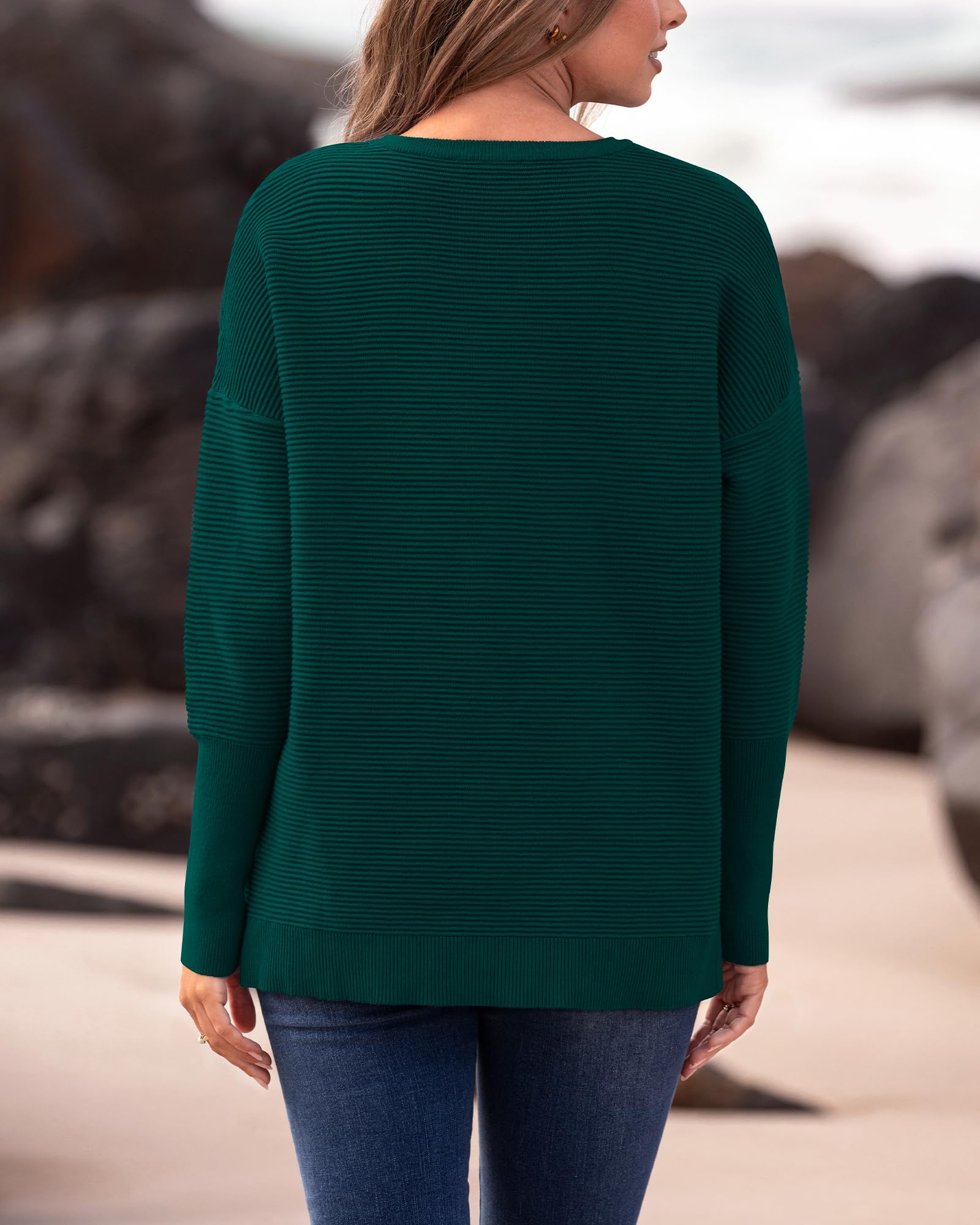 FreshPrettyFall Sweaters for Women Casual Long Sleeve Sweater Striped Loose Fit Pullover Tops