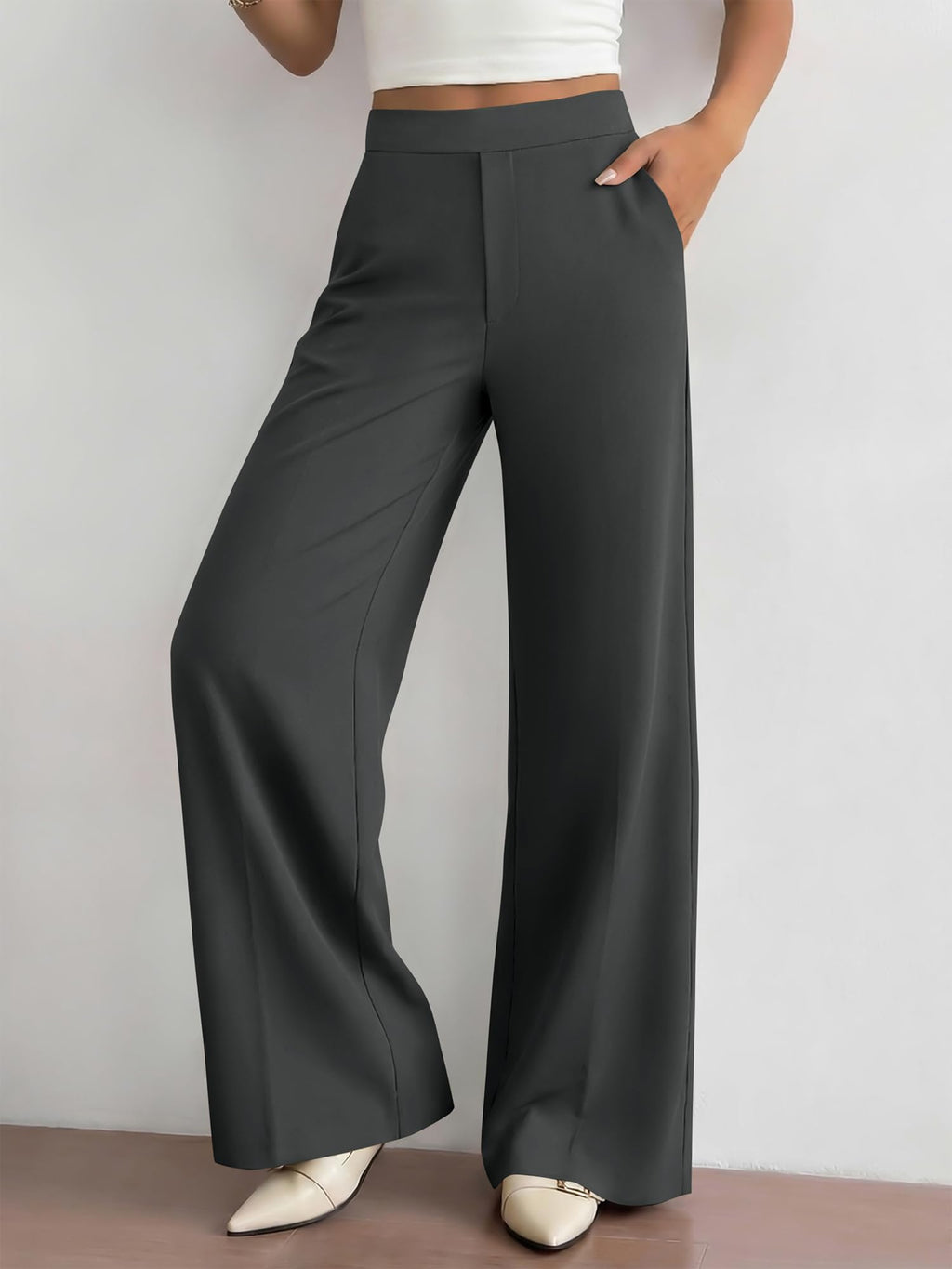 BTFBM Womens Dress Pants Wide Leg Trousers Pockets | High Waisted Long Business Casual Slacks Fall Fashion