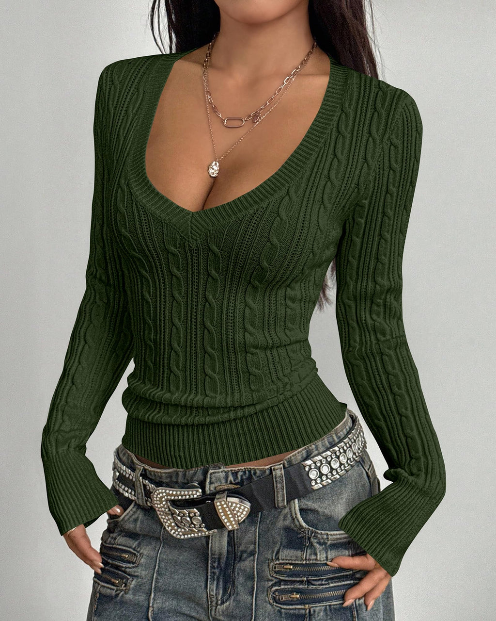 BTFBM Womens Sweaters Cable Knit V Neck Long Sleeve Tops | Lightweight Ribbed Fitted Pullover,Y2K Going Out Top,Basic Tunic Daily Wear Fall,Dressy Work Business Casual Outfits