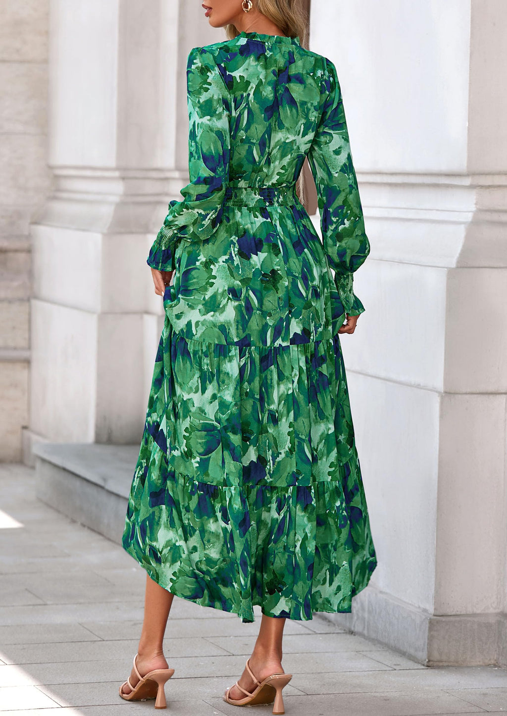 PRETTYGARDEN Women's Floral Maxi Dress Fall Long Sleeve V Neck Casual A Line Long Flowy Boho Party Dresses