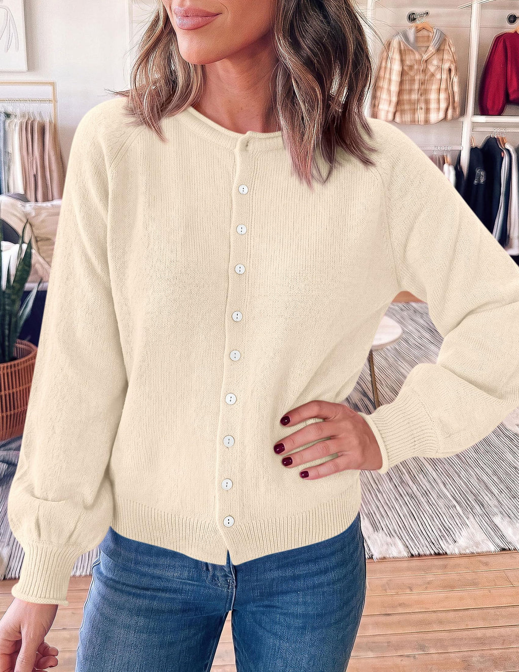 PRETTYGARDEN Women's Knit Cardigan Lightweight Cozy Sweaters Comfy Long Sleeve Work Tops, Button Down Shirts, Rolled Edges, Casual Fall Clothes for Going Out, Holiday, Winter Layering