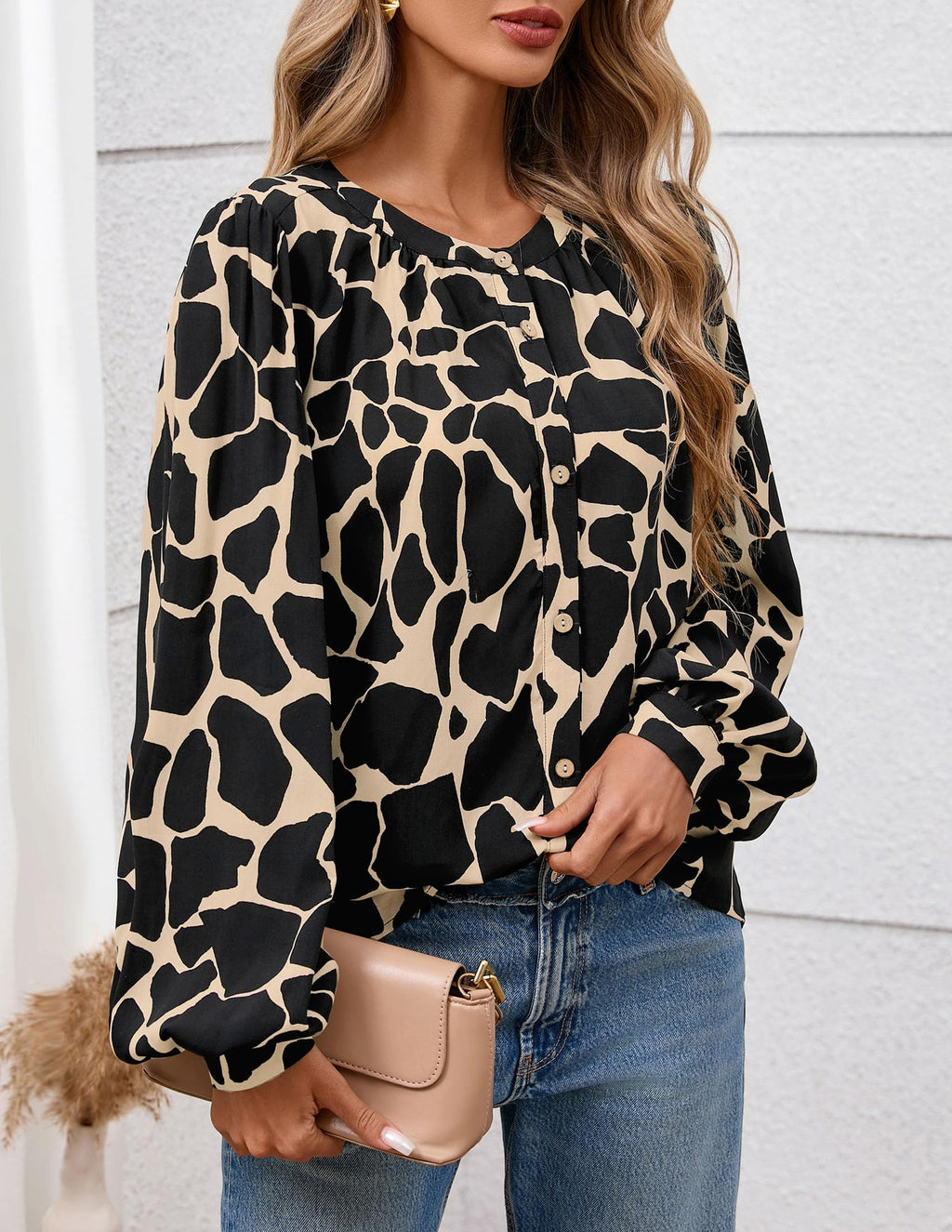 PRETTYGARDEN Women's Floral Button Down Blouse Fall Fashion Dressy Casual Long Sleeve Oversized Shirts Top Boho Clothes