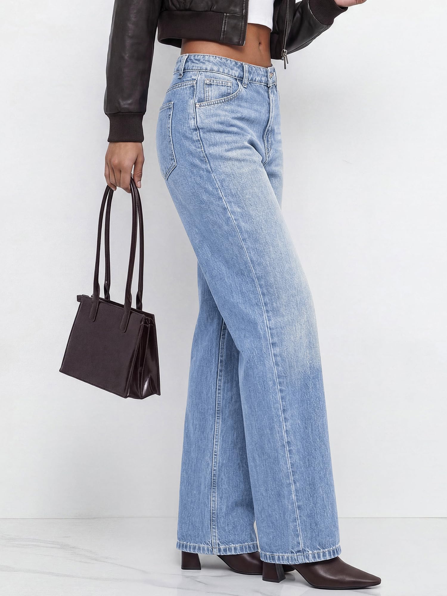 BTFBM Women Casual Straight Leg Jeans Trendy High Waisted, Pockets, Long Denim Pants, Slacks, Bottoms, Vacation Outfits, Travel Airport, Fashion Clothes, Fall Winter