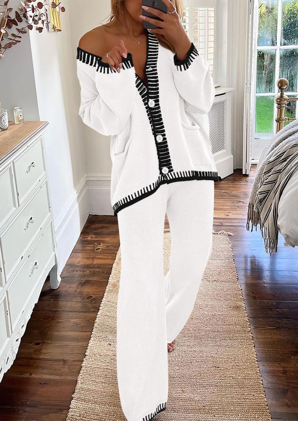 PRETTYGARDEN Lounge Sets for Women Fall Loungewear 2 Piece Outfits Cardigan Sweaters Track Suit Matching Winter Clothing