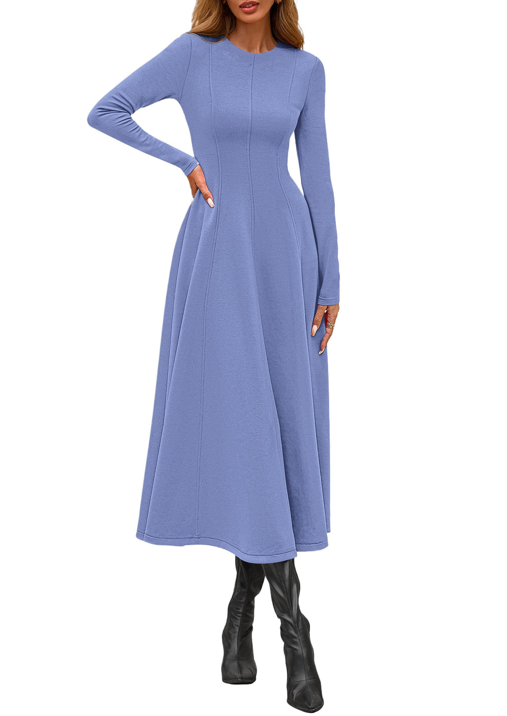 PRETTYGARDEN Cocktail Dresses for Women  Elegant Classy Fall Long Sleeve Midi A Line Flowy Modest Winter Party Dress