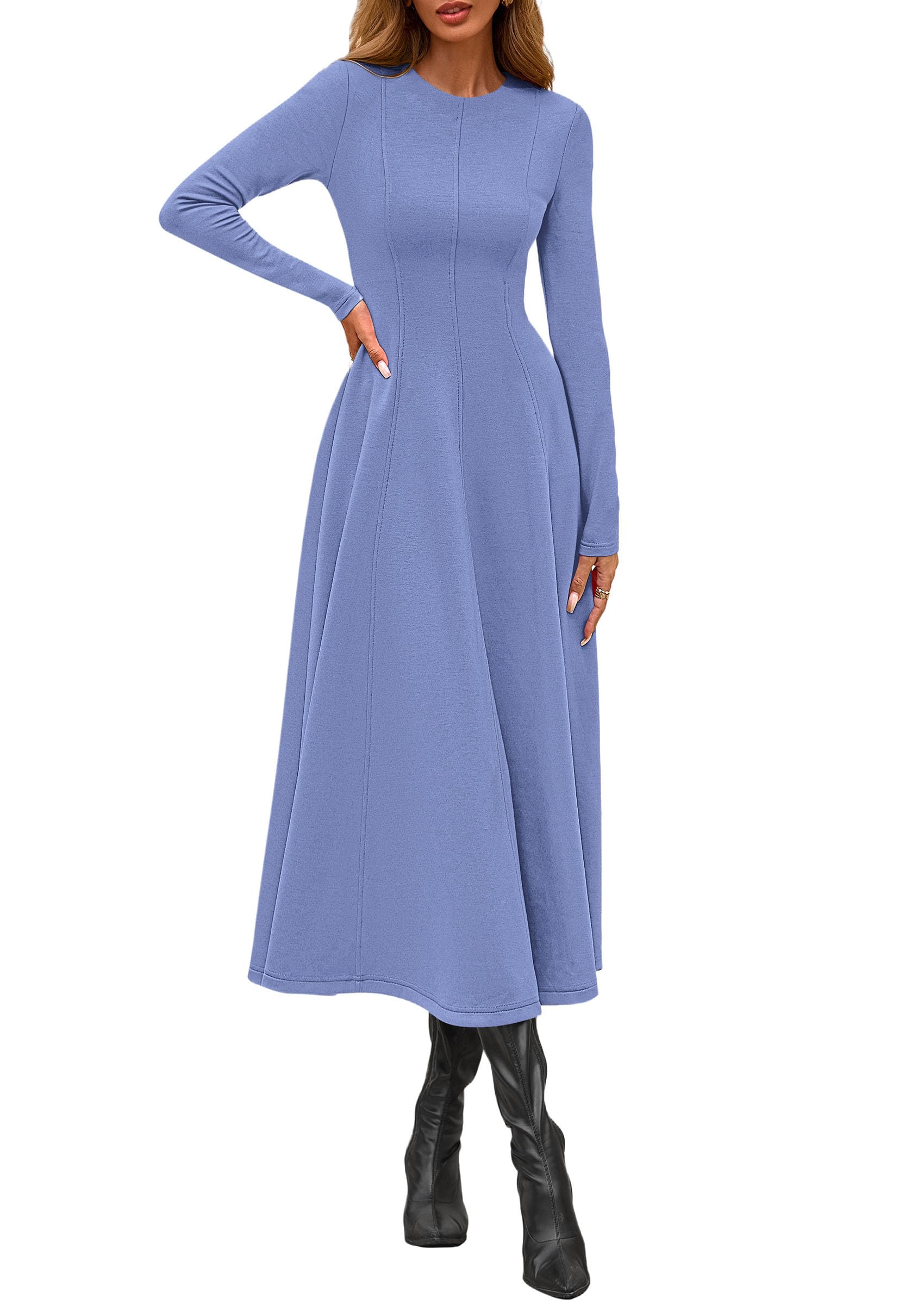 PRETTYGARDEN Cocktail Dresses for Women  Elegant Classy Fall Long Sleeve Midi A Line Flowy Modest Winter Party Dress