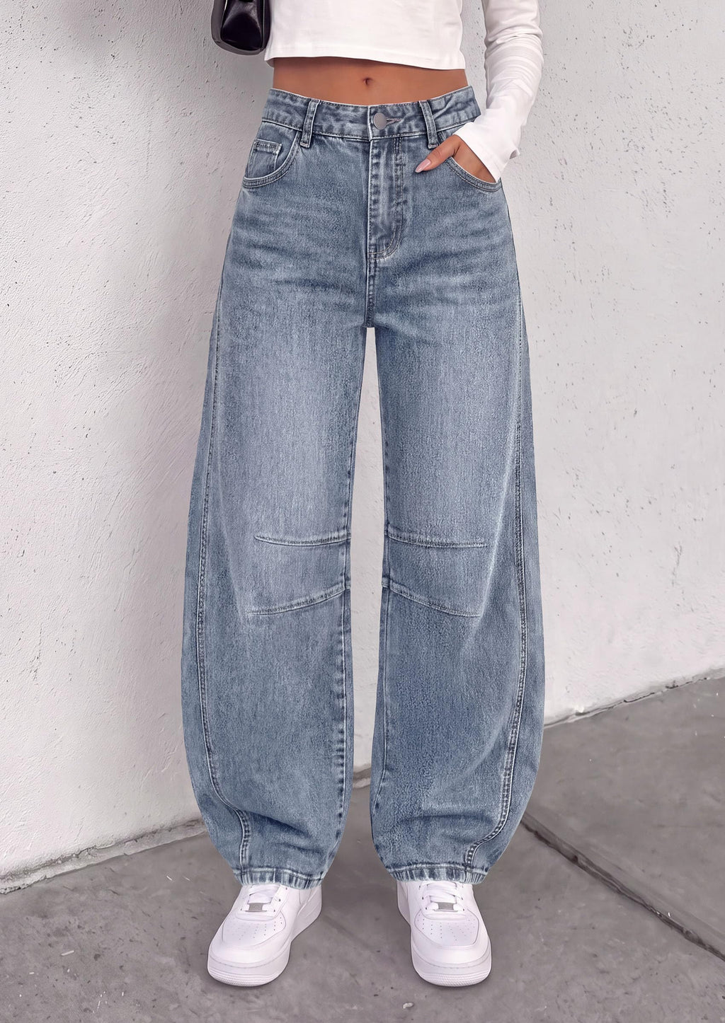 PRETTYGARDEN Women's Barrel Baggy Jeans High Waisted Pants