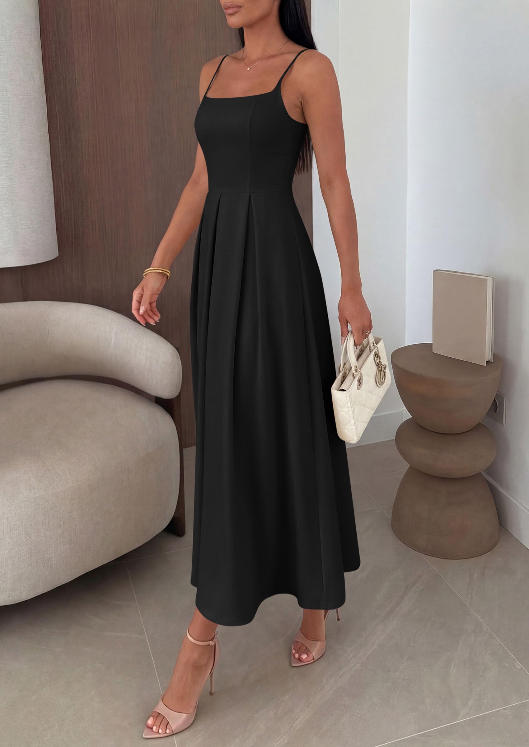PRETTYGARDEN Cocktail Dresses for Women  Spring Elegant Ruffle A Line Long Flowy Summer Formal Wedding Guest Maxi Dress
