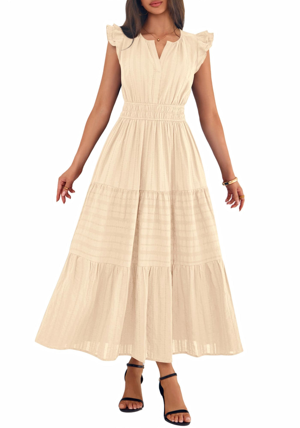BTFBM Womens Summer Maxi Dress  Spring Boho Vacation Ruffle Flutter Short Sleeve A Line Tiered Flowy Dresses Pockets