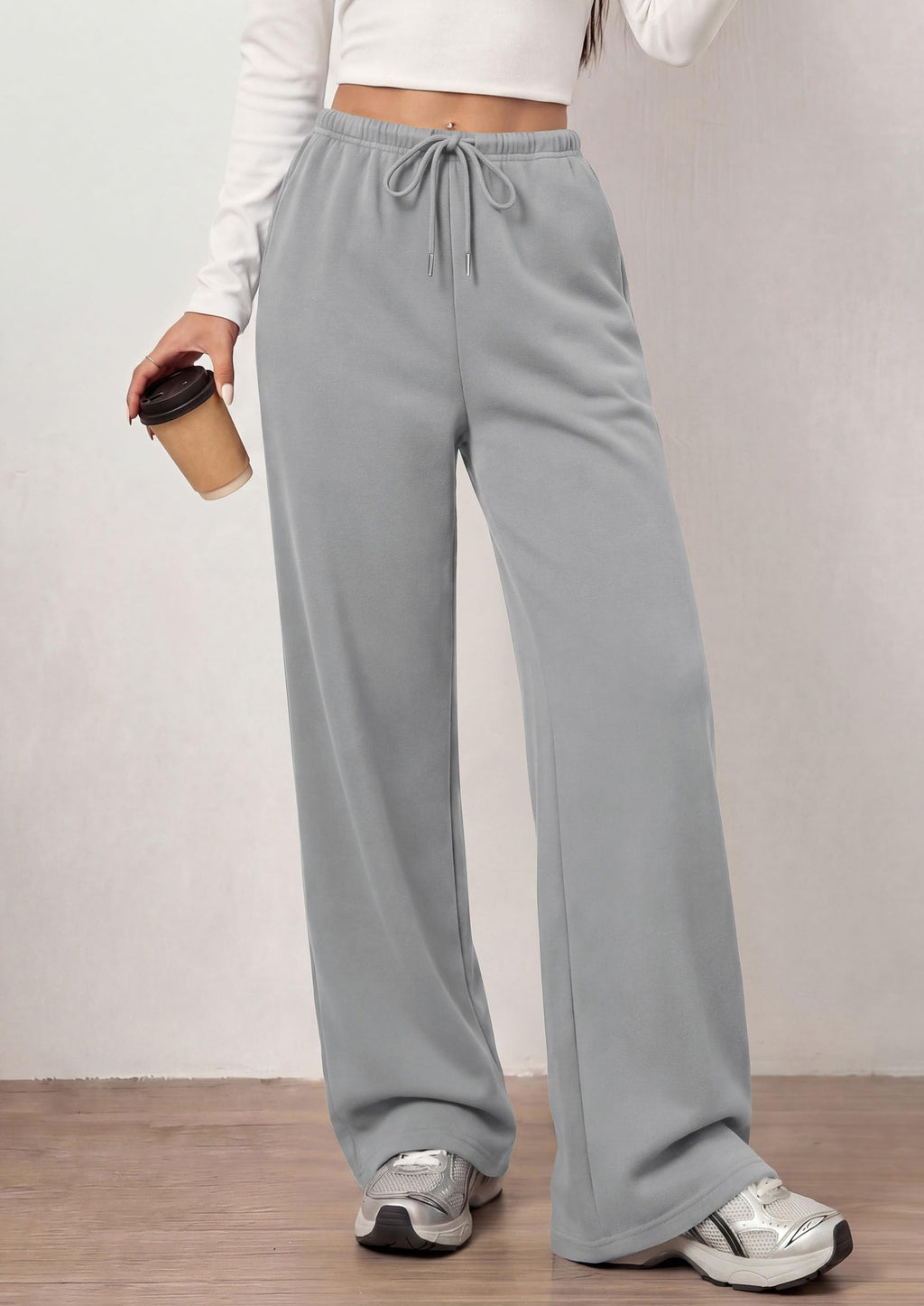 PRETTYGARDEN Womens Wide Leg Sweatpants Fleece Lounge Pants | Elastic Drawstring Waist,Baggy Jogger Yoga Sweat pants,Pockets,Fall Winter Clothes,Loose Daily Casual & Loungewear Trousers