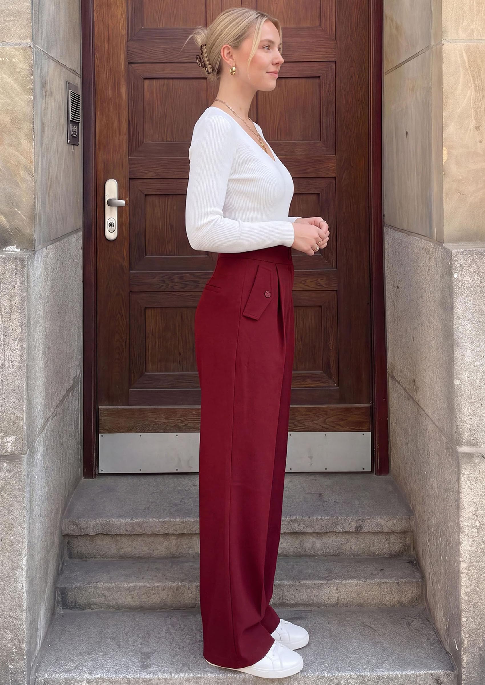 PRETTYGARDEN Women's Wide Leg Work Dress Pants Trousers | Palazzo Pant with Pockets, Lightweight Flowy, High Elastic Waistband, Office Wear, Business Casual Outfits, Fashion Clothing