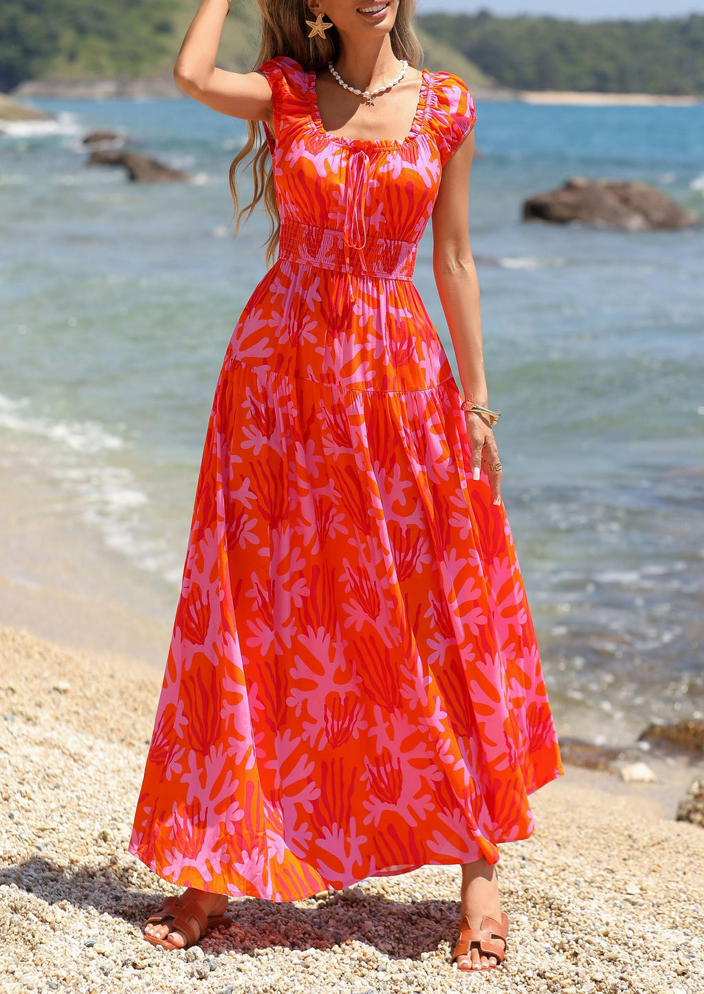PRETTYGARDEN Boho Maxi Dresses for Women  Summer Floral Wedding Guest Dress Resort Wear Spring Long Flowy Beach Sundress