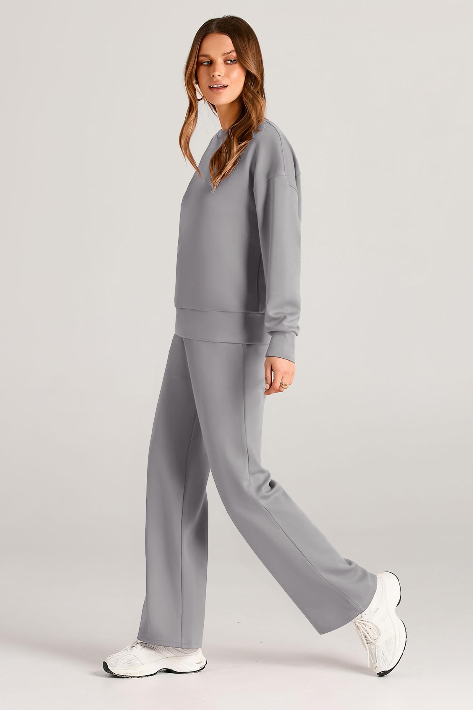 PRETTYGARDEN Womens 2 Piece Outfits Fall Long Sleeve Sweatshirt Wide Leg Pants Lounge Sets Winter Sweatsuits Tracksuit