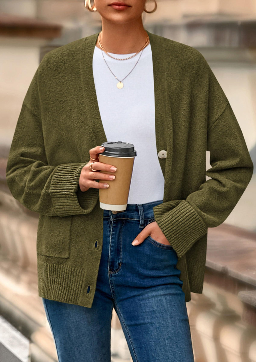 PRETTYGARDEN Women's Oversized Cardigan Sweaters Trendy Chunky Knit Long Sleeve V Neck Button Down Fall Winter Outfits