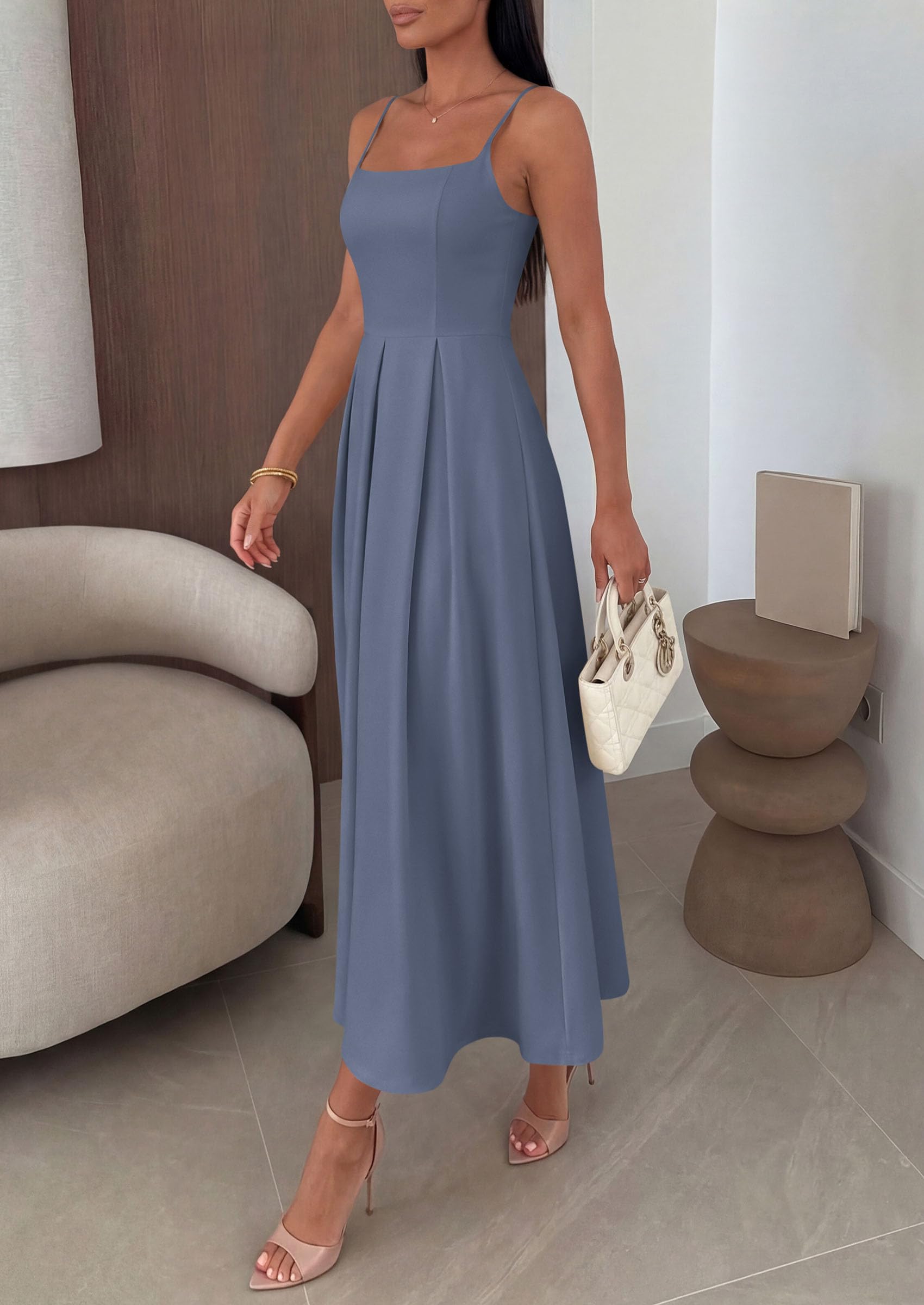 PRETTYGARDEN Cocktail Dresses for Women  Spring Elegant Ruffle A Line Long Flowy Summer Formal Wedding Guest Maxi Dress