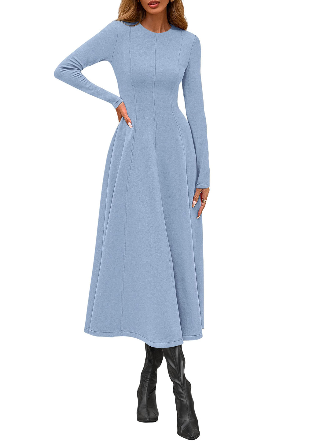PRETTYGARDEN Cocktail Dresses for Women  Elegant Classy Fall Long Sleeve Midi A Line Flowy Modest Winter Party Dress