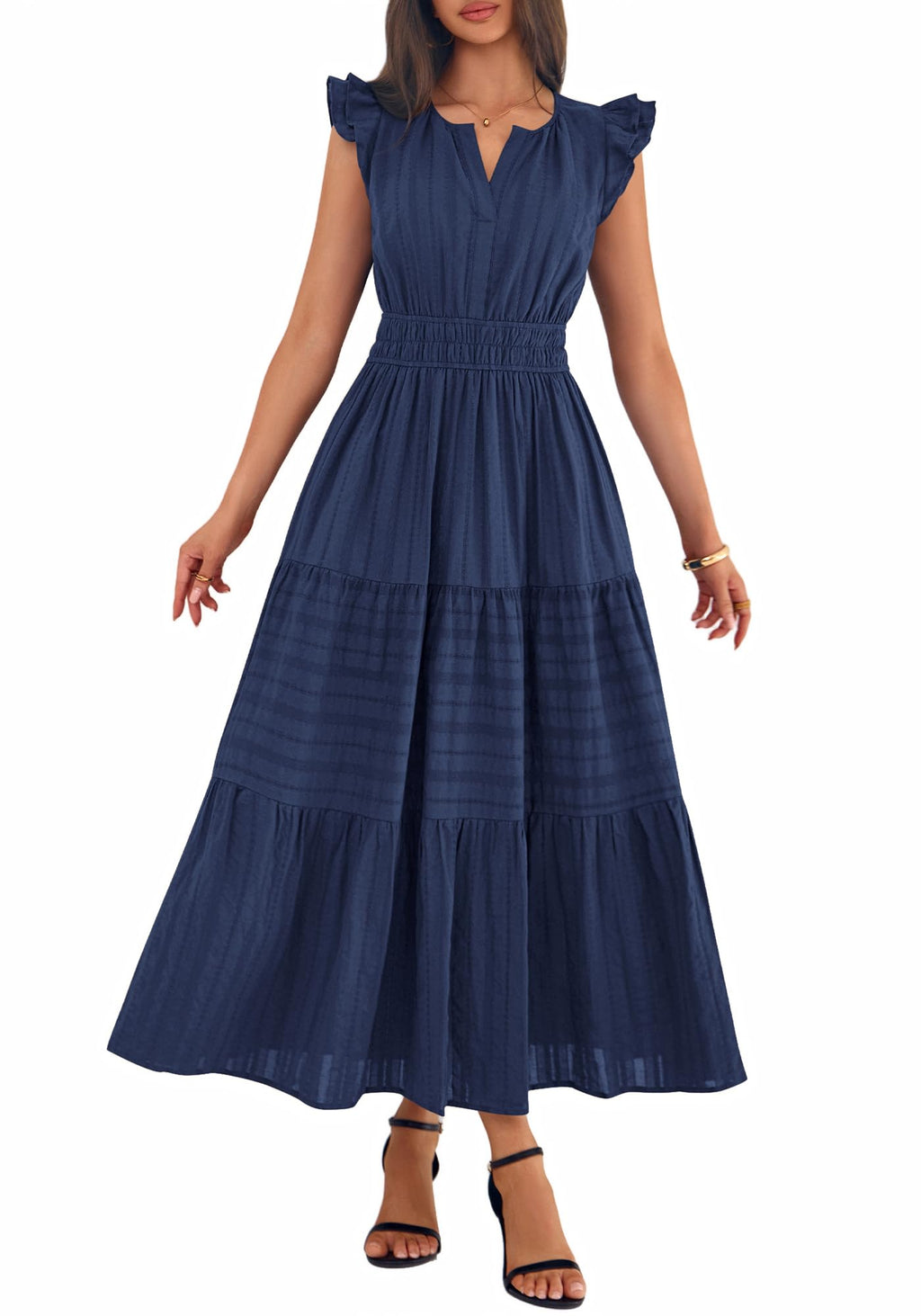 BTFBM Womens Summer Maxi Dress  Spring Boho Vacation Ruffle Flutter Short Sleeve A Line Tiered Flowy Dresses Pockets
