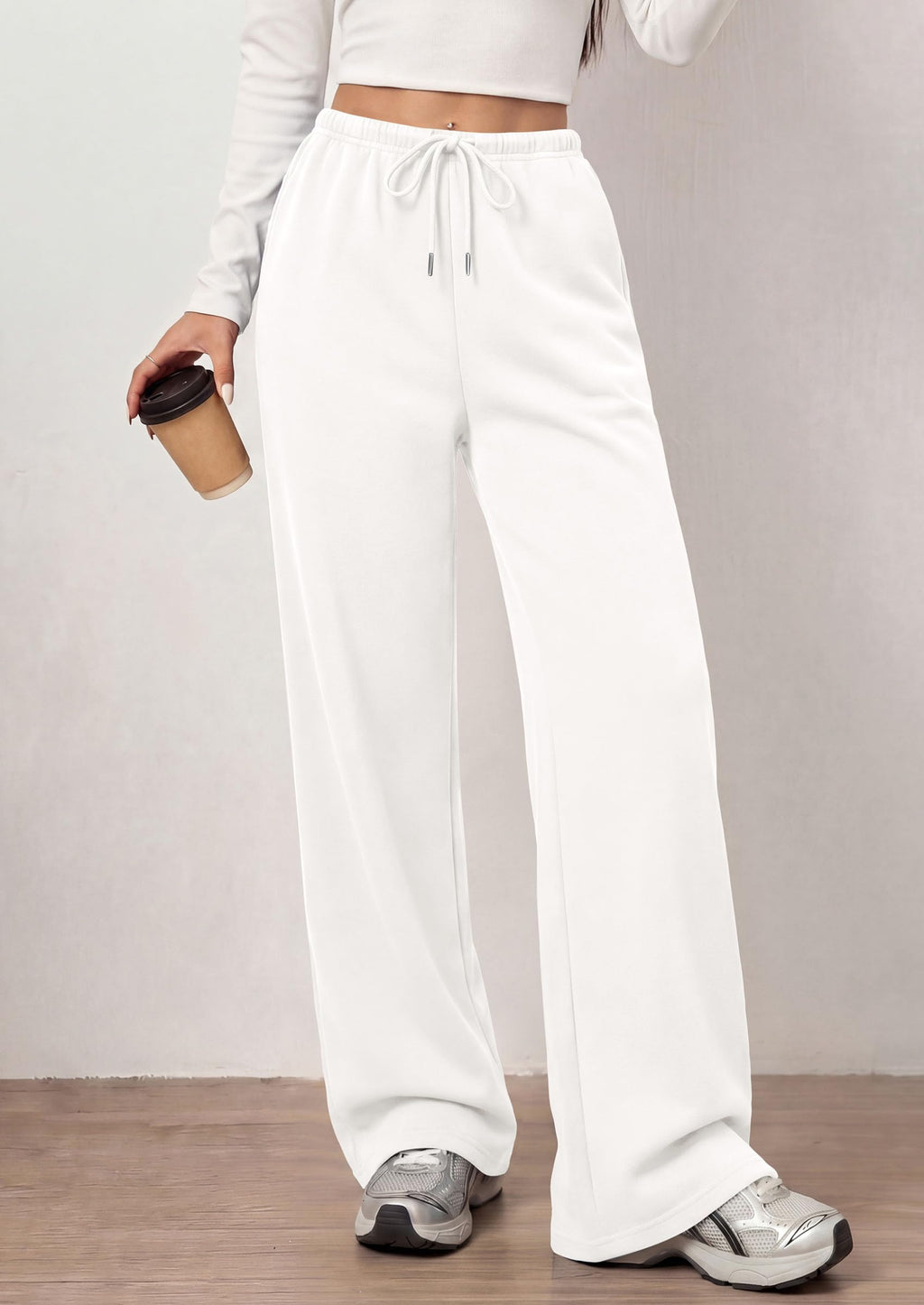 PRETTYGARDEN Womens Wide Leg Sweatpants Fleece Lounge Pants | Elastic Drawstring Waist,Baggy Jogger Yoga Sweat pants,Pockets,Fall Winter Clothes,Loose Daily Casual & Loungewear Trousers