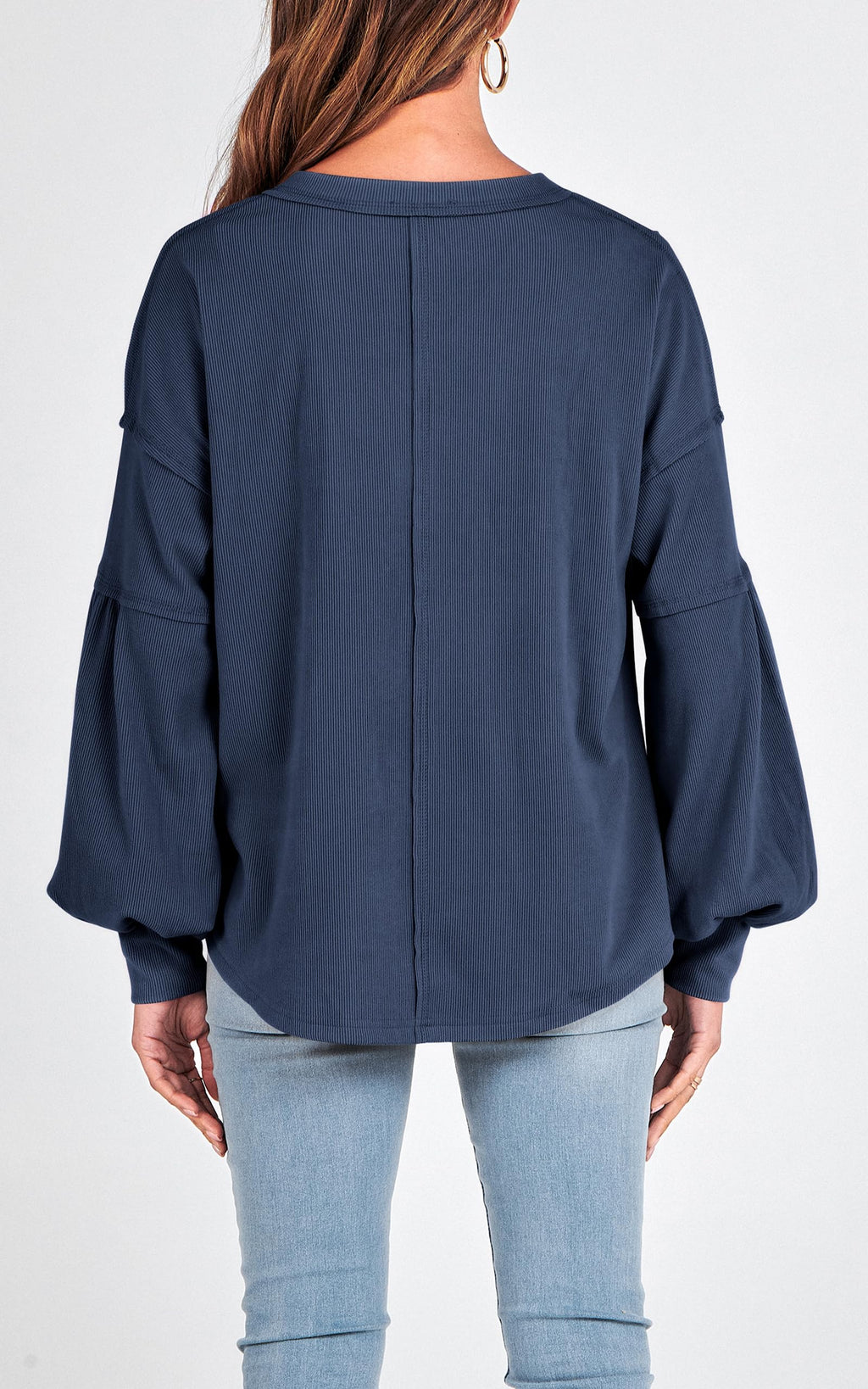 FreshPretty Womens Fall Fashion Long Sleeve Shirts Casual V Neck Ribbed Knit Blouses Pullover Trendy Loose Fit Tunic Tops