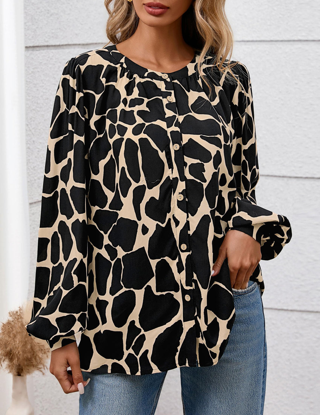 PRETTYGARDEN Women's Floral Button Down Blouse Fall Fashion Dressy Casual Long Sleeve Oversized Shirts Top Boho Clothes