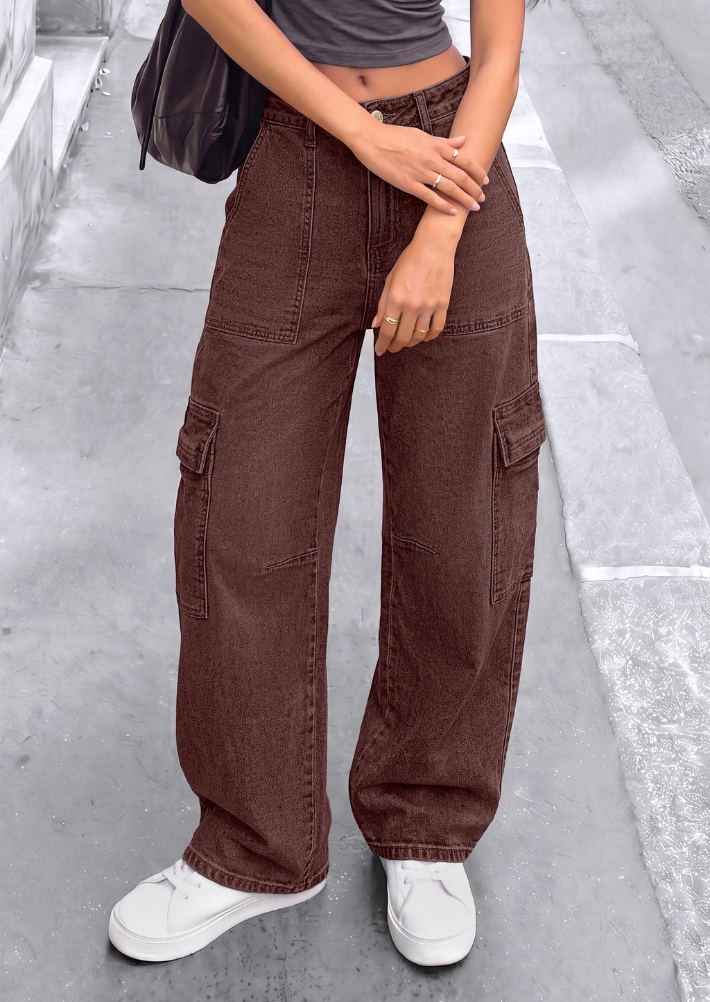 PRETTYGARDEN Barrel Pants Women Wide Leg Baggy Denim Jeans Relaxed Fit,Utility Pockets,Loose Streetwear,Boyfriend Style,Y2K Outfits,Fashion Cargo Pants,Fall Clothes
