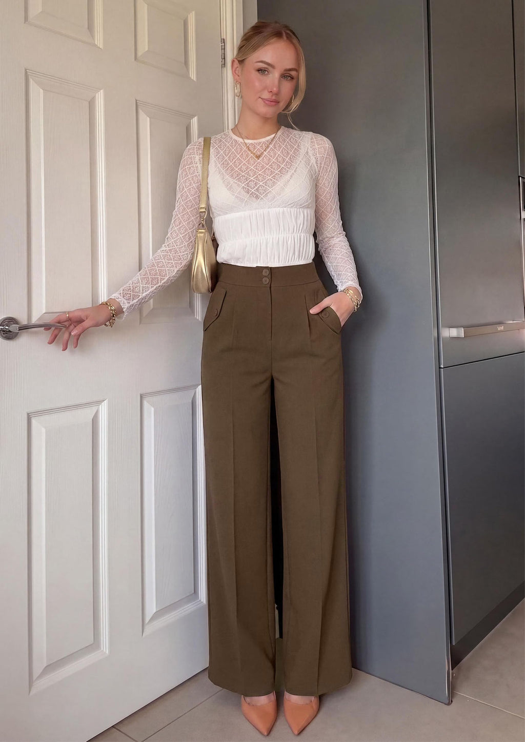 PRETTYGARDEN Women's Wide Leg Work Dress Pants Trousers | Palazzo Pant with Pockets, Lightweight Flowy, High Elastic Waistband, Office Wear, Business Casual Outfits, Fashion Clothing