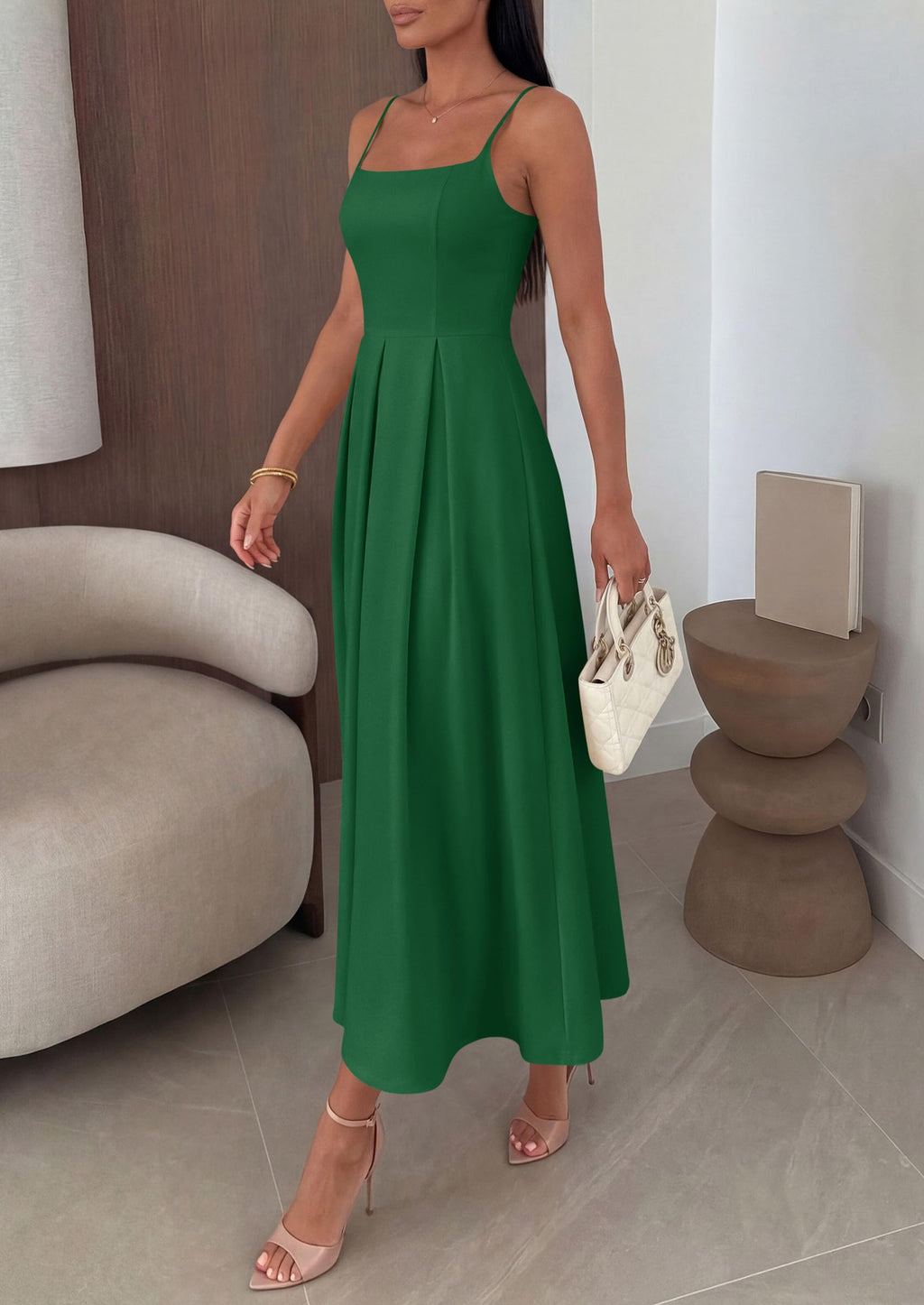 PRETTYGARDEN Cocktail Dresses for Women  Spring Elegant Ruffle A Line Long Flowy Summer Formal Wedding Guest Maxi Dress