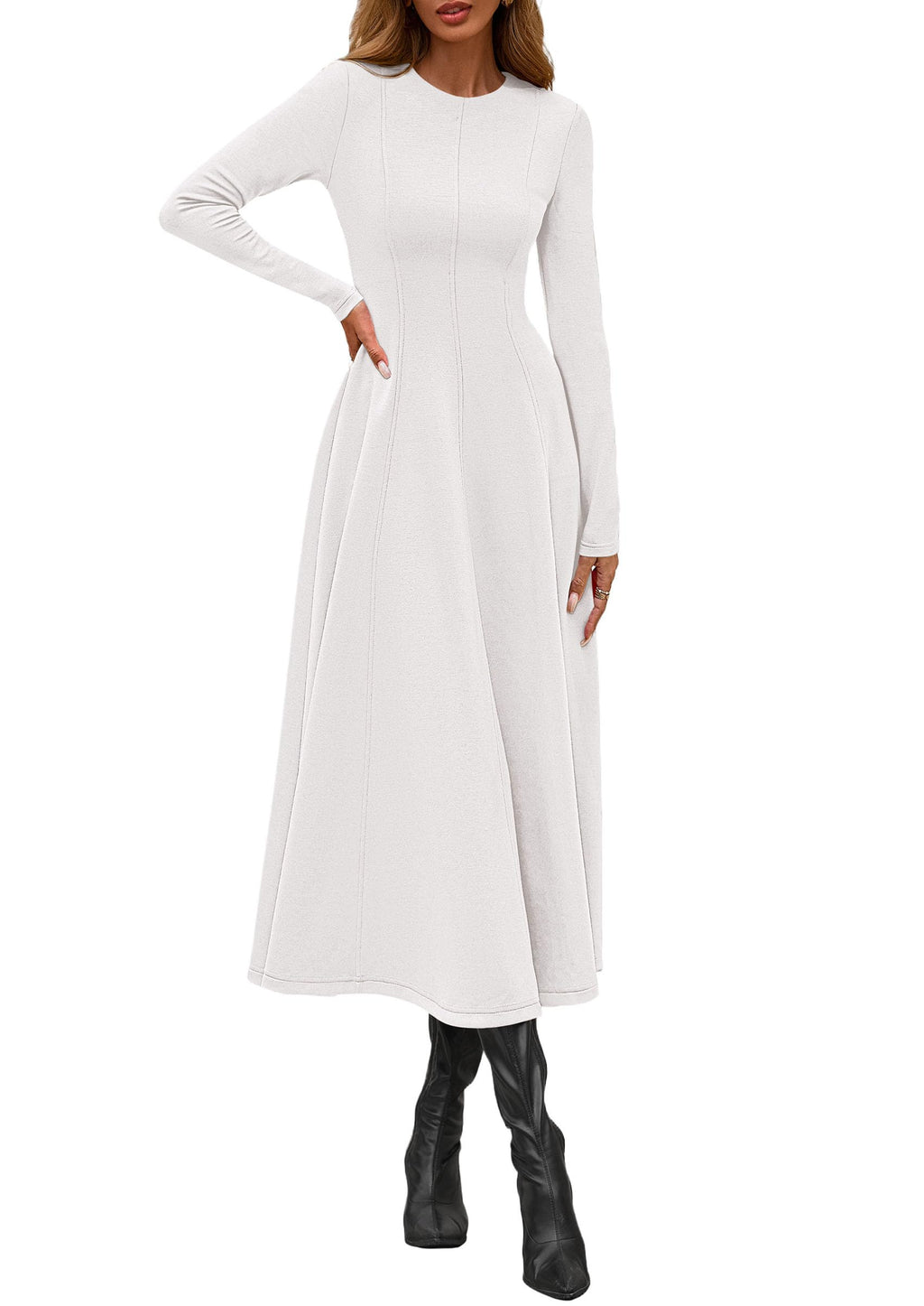 PRETTYGARDEN Cocktail Dresses for Women  Elegant Classy Fall Long Sleeve Midi A Line Flowy Modest Winter Party Dress