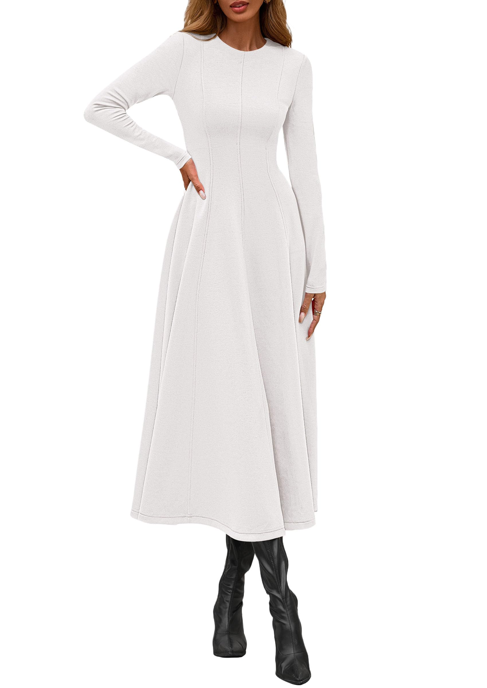 PRETTYGARDEN Cocktail Dresses for Women  Elegant Classy Fall Long Sleeve Midi A Line Flowy Modest Winter Party Dress