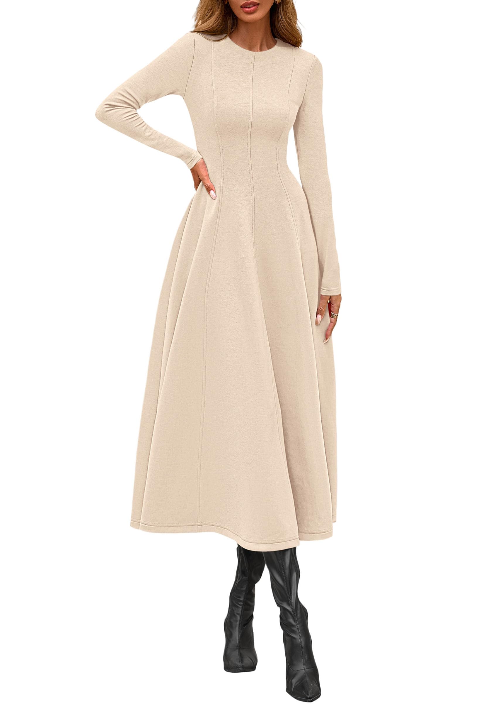 PRETTYGARDEN Cocktail Dresses for Women  Elegant Classy Fall Long Sleeve Midi A Line Flowy Modest Winter Party Dress