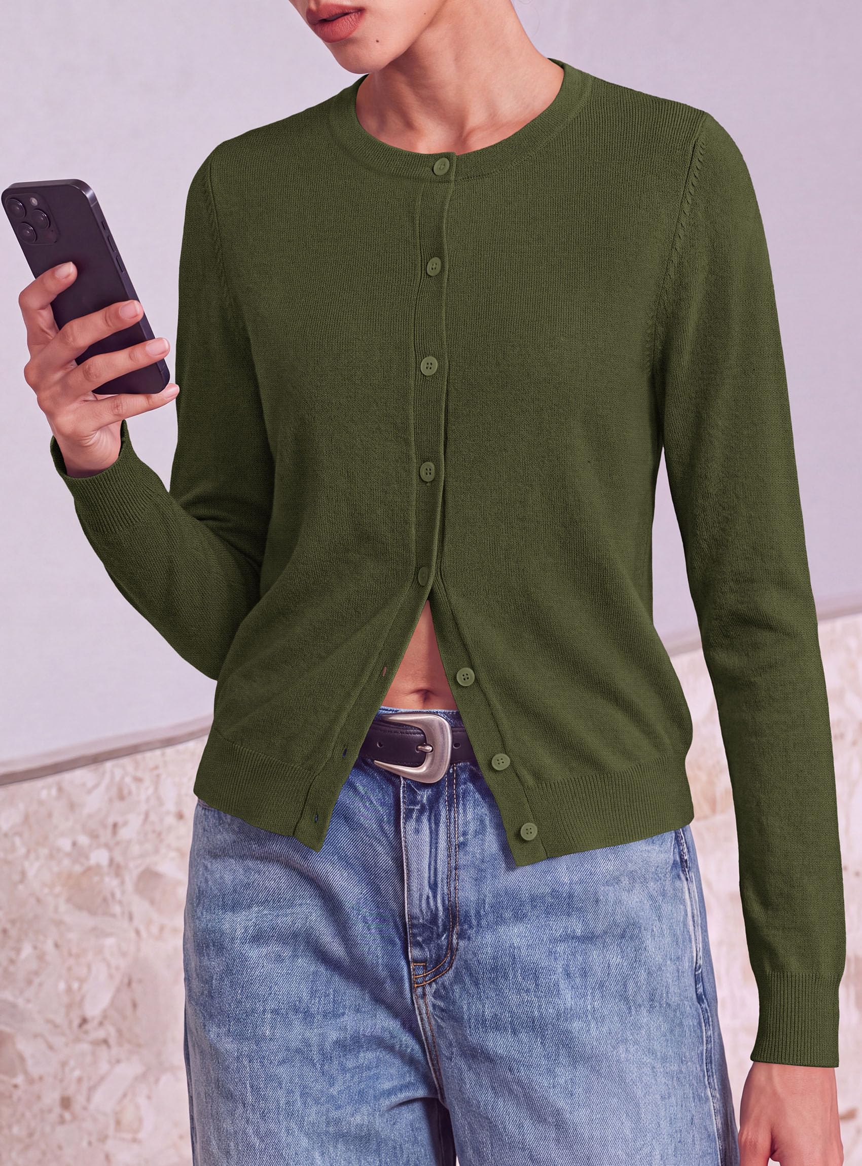 PRETTYGARDEN Lightweight Cardigans for Women Knit Sweaters Long Sleeve Button Down Shirts, Casual Work Office Going Out Tops, Fall Winter Layering Clothes, Bolero Shrugs for Dresses