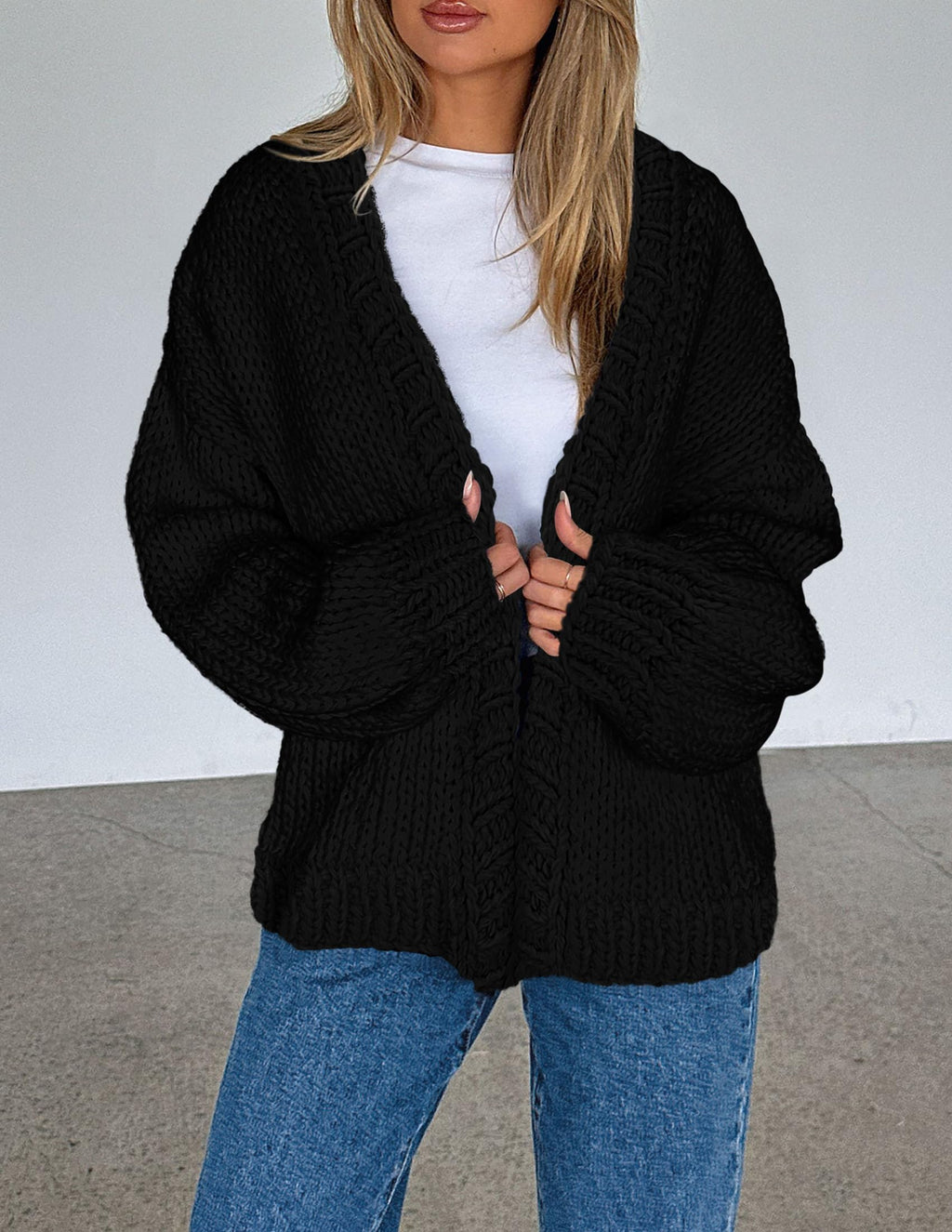 PRETTYGARDEN Cardigan Sweaters for Women Trendy Fall Fashion Long Sleeve Chunky Knit Cardigans Winter Clothing Outfits