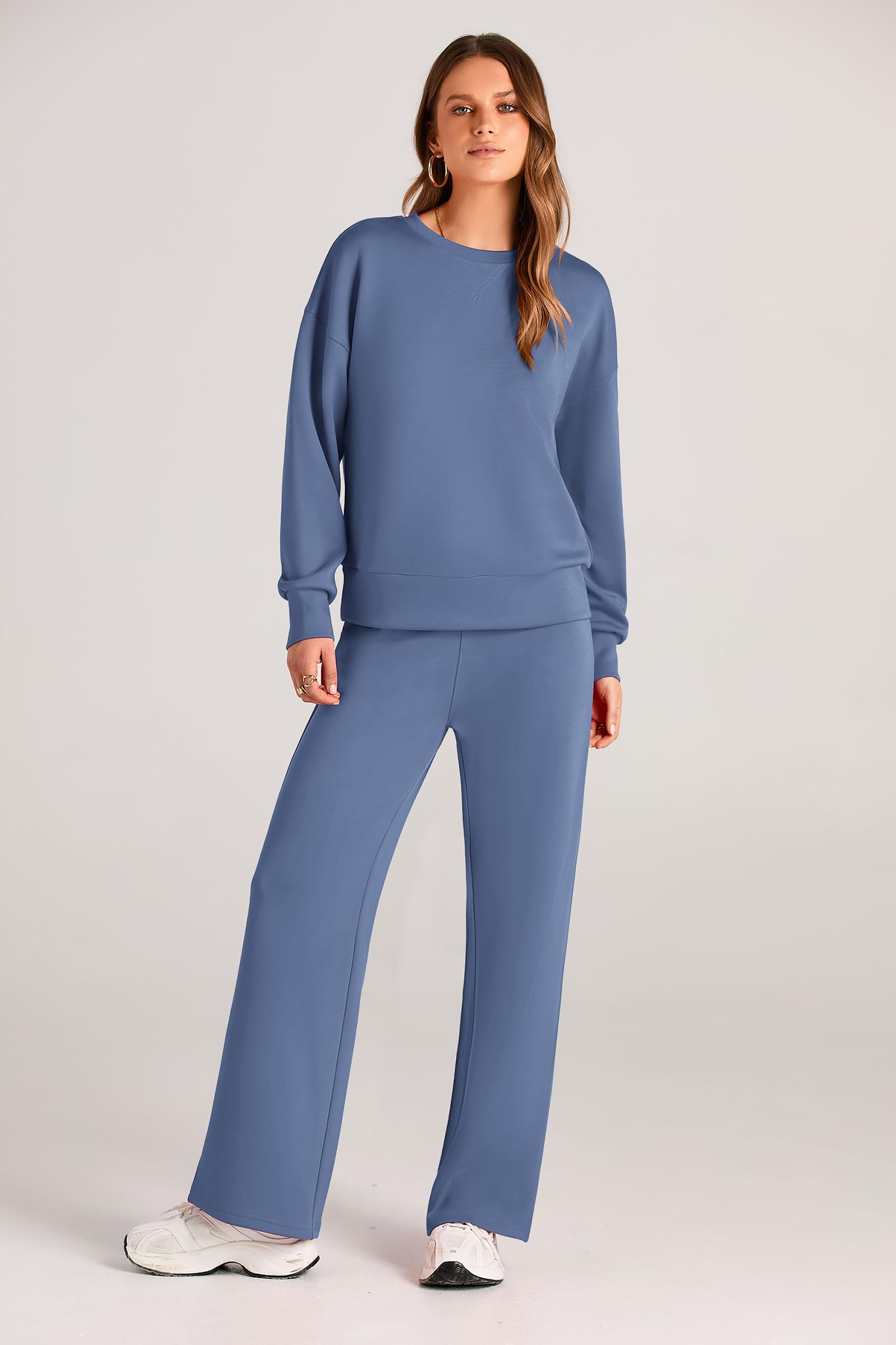 PRETTYGARDEN Womens 2 Piece Outfits Fall Long Sleeve Sweatshirt Wide Leg Pants Lounge Sets Winter Sweatsuits Tracksuit