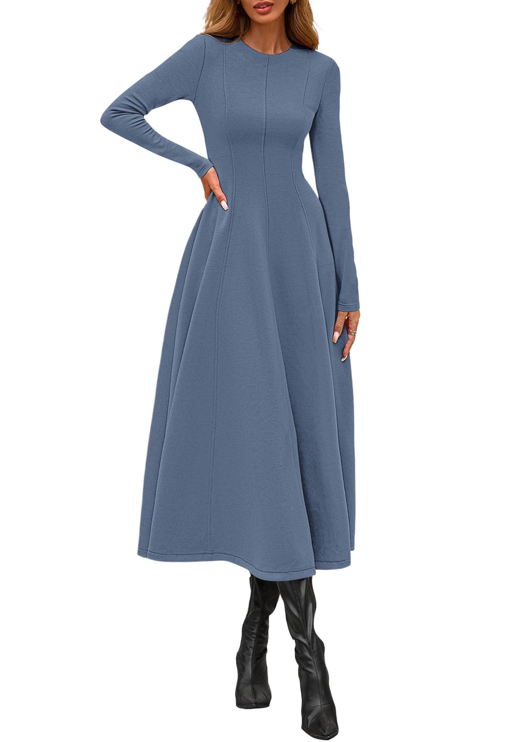 PRETTYGARDEN Cocktail Dresses for Women  Elegant Classy Fall Long Sleeve Midi A Line Flowy Modest Winter Party Dress