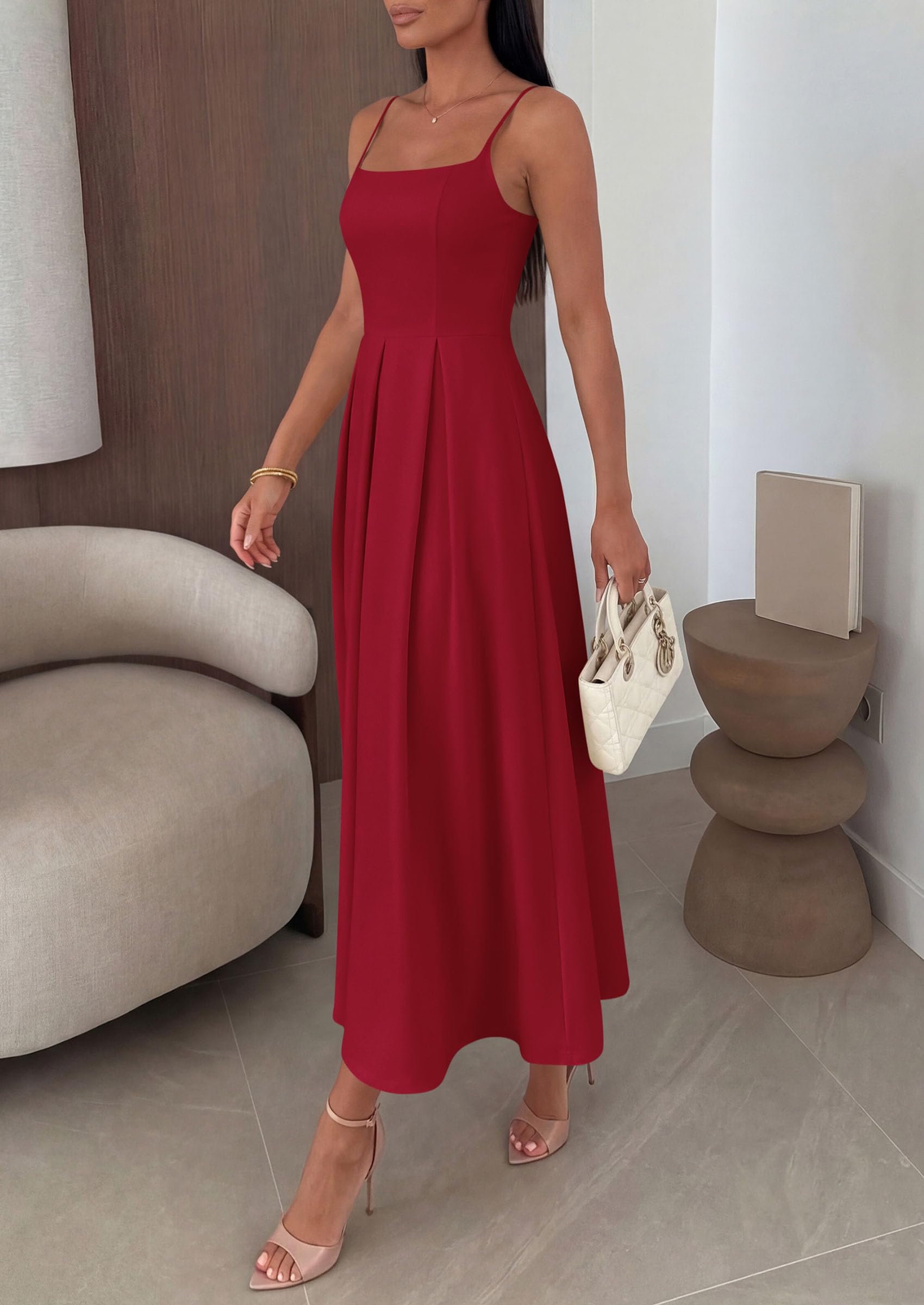 PRETTYGARDEN Cocktail Dresses for Women  Spring Elegant Ruffle A Line Long Flowy Summer Formal Wedding Guest Maxi Dress