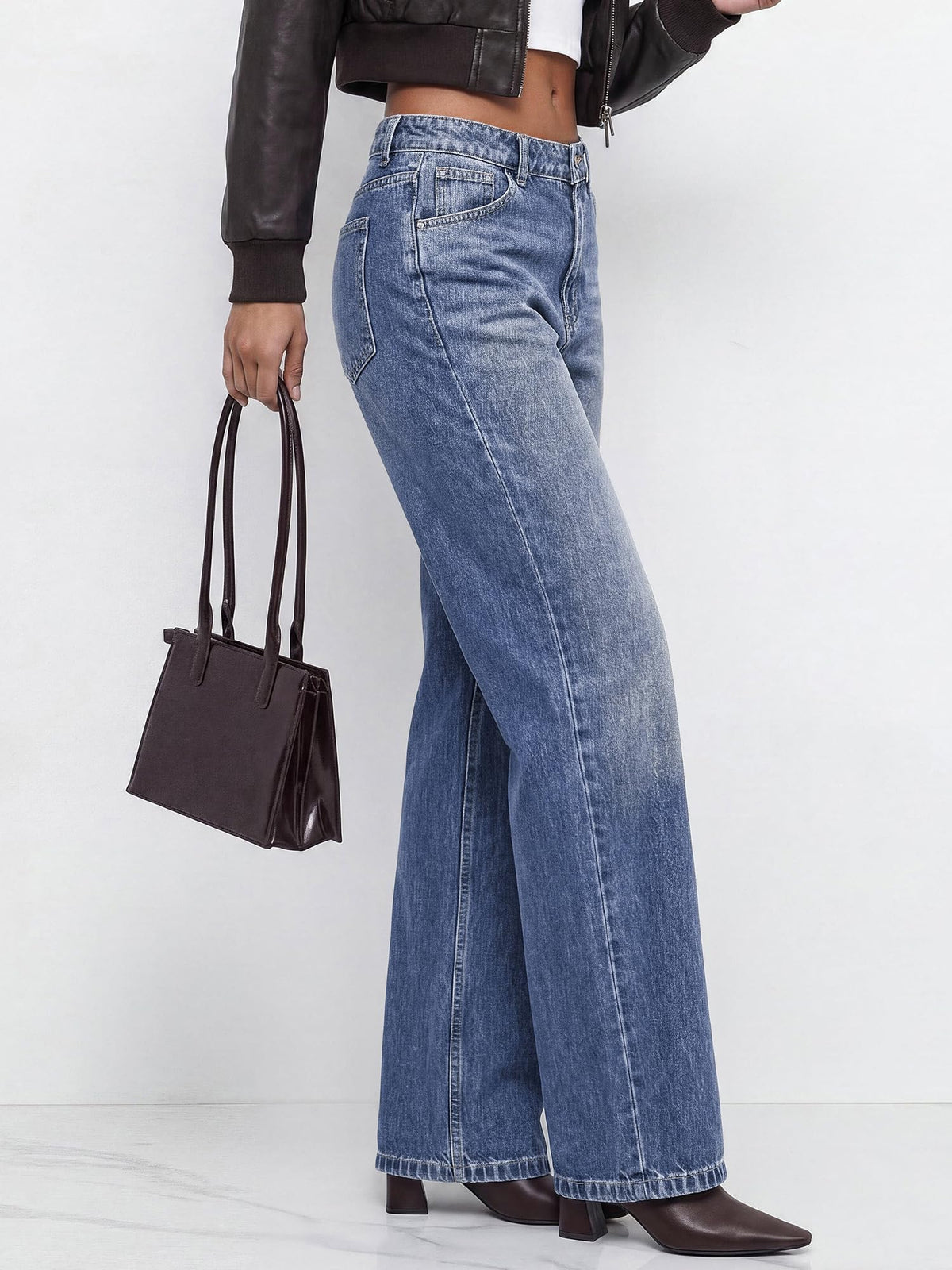 BTFBM Women Casual Straight Leg Jeans Trendy High Waisted, Pockets, Long Denim Pants, Slacks, Bottoms, Vacation Outfits, Travel Airport, Fashion Clothes, Fall Winter