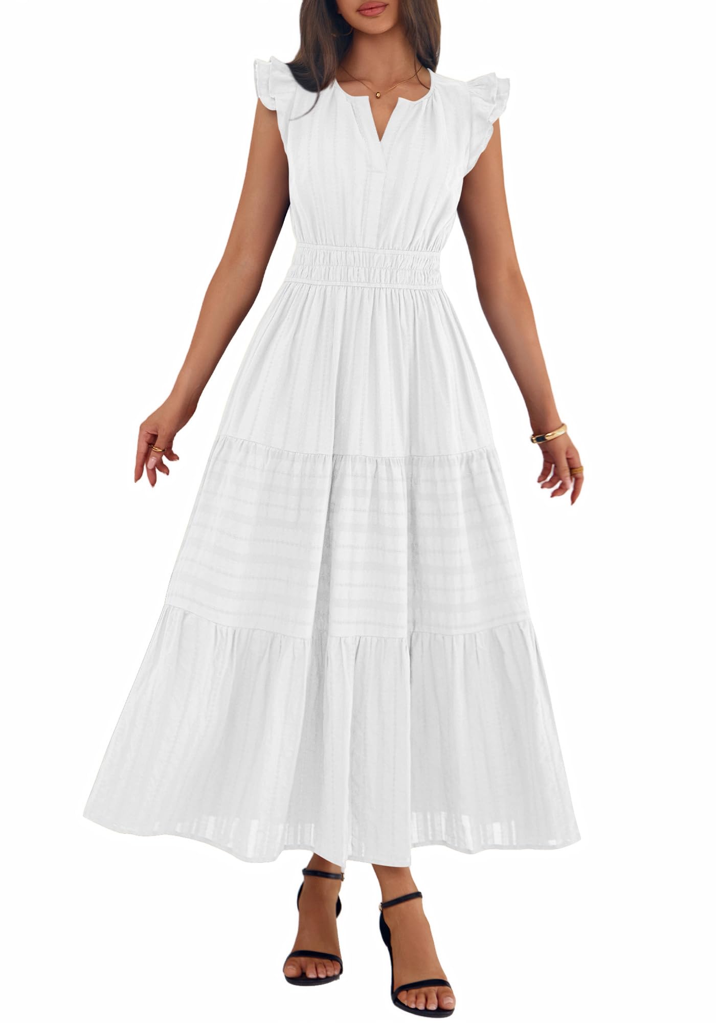 BTFBM Womens Summer Maxi Dress  Spring Boho Vacation Ruffle Flutter Short Sleeve A Line Tiered Flowy Dresses Pockets
