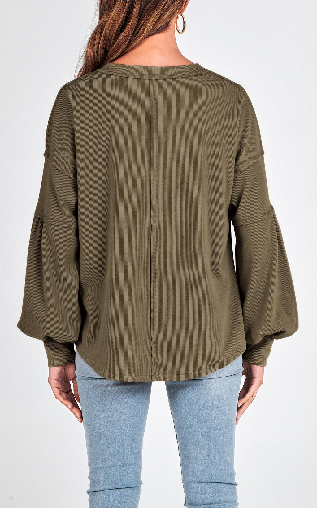 FreshPretty Womens Fall Fashion Long Sleeve Shirts Casual V Neck Ribbed Knit Blouses Pullover Trendy Loose Fit Tunic Tops