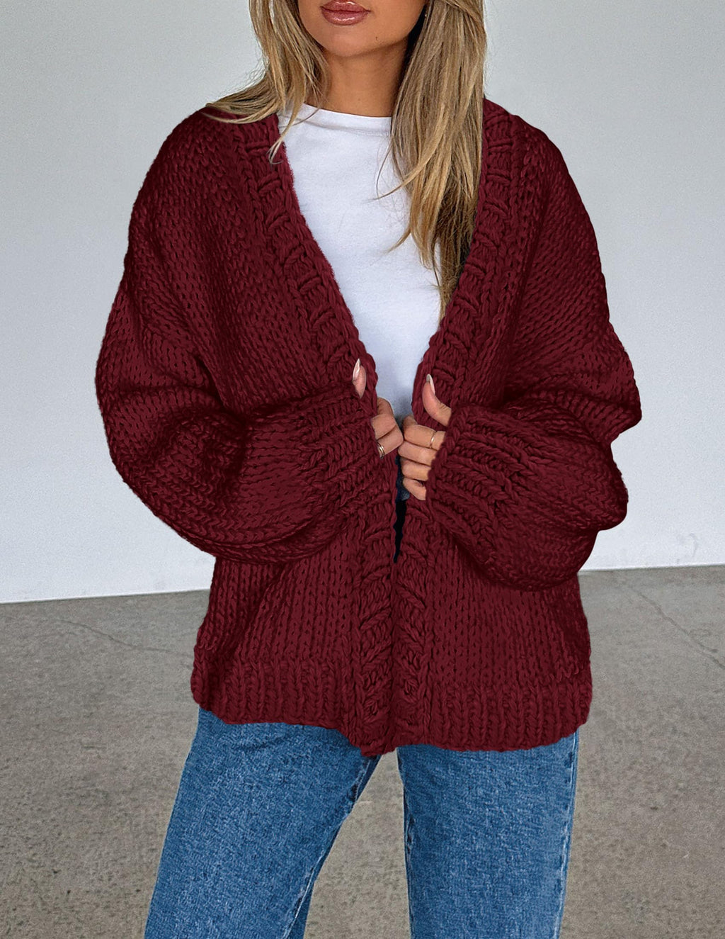 PRETTYGARDEN Cardigan Sweaters for Women Trendy Fall Fashion Long Sleeve Chunky Knit Cardigans Winter Clothing Outfits