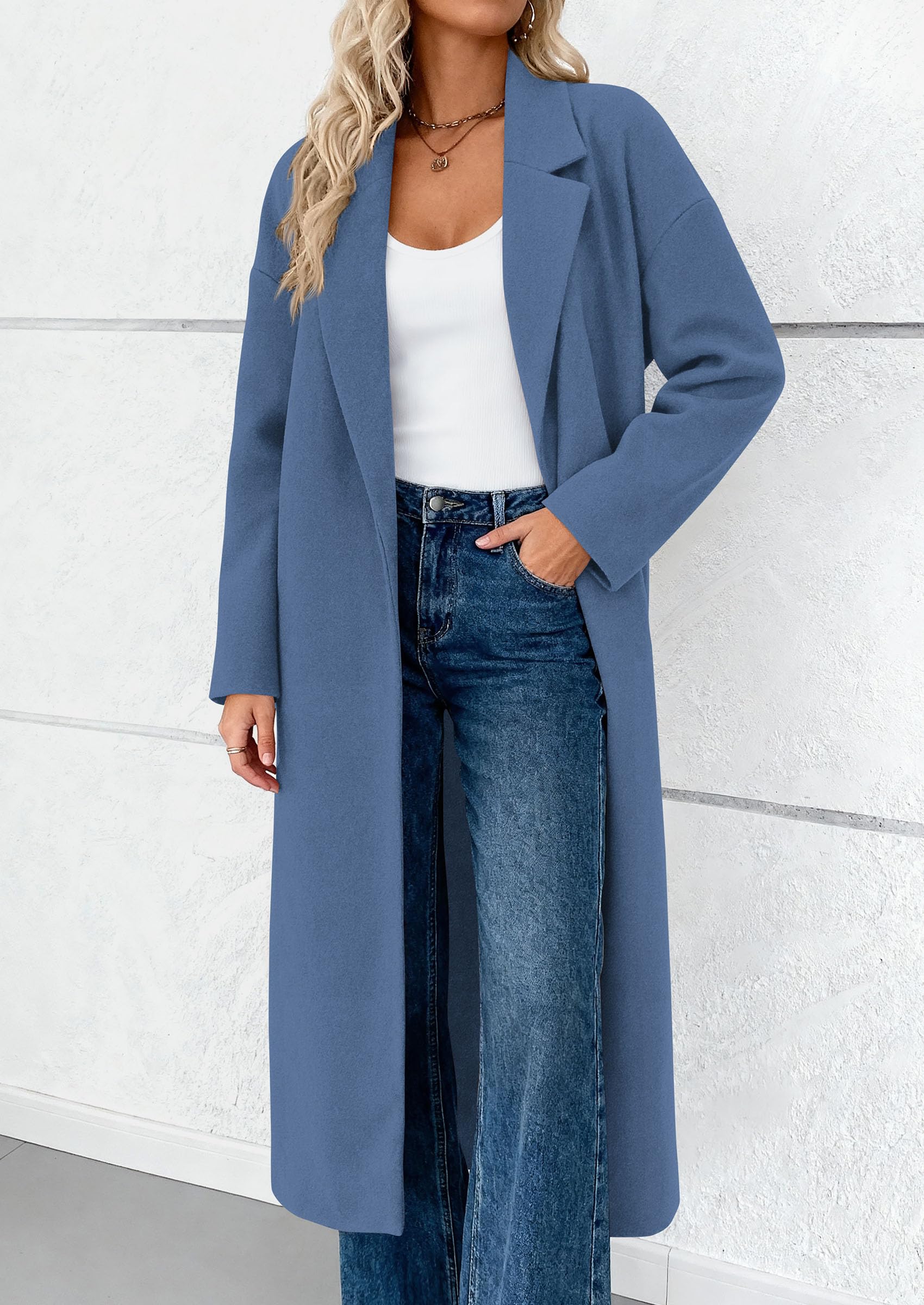 PRETTYGARDEN Womens Winter Coats Trendy Long Sleeve Notch Lapel Button Long Jackets Casual Oversized Vacation Outfits