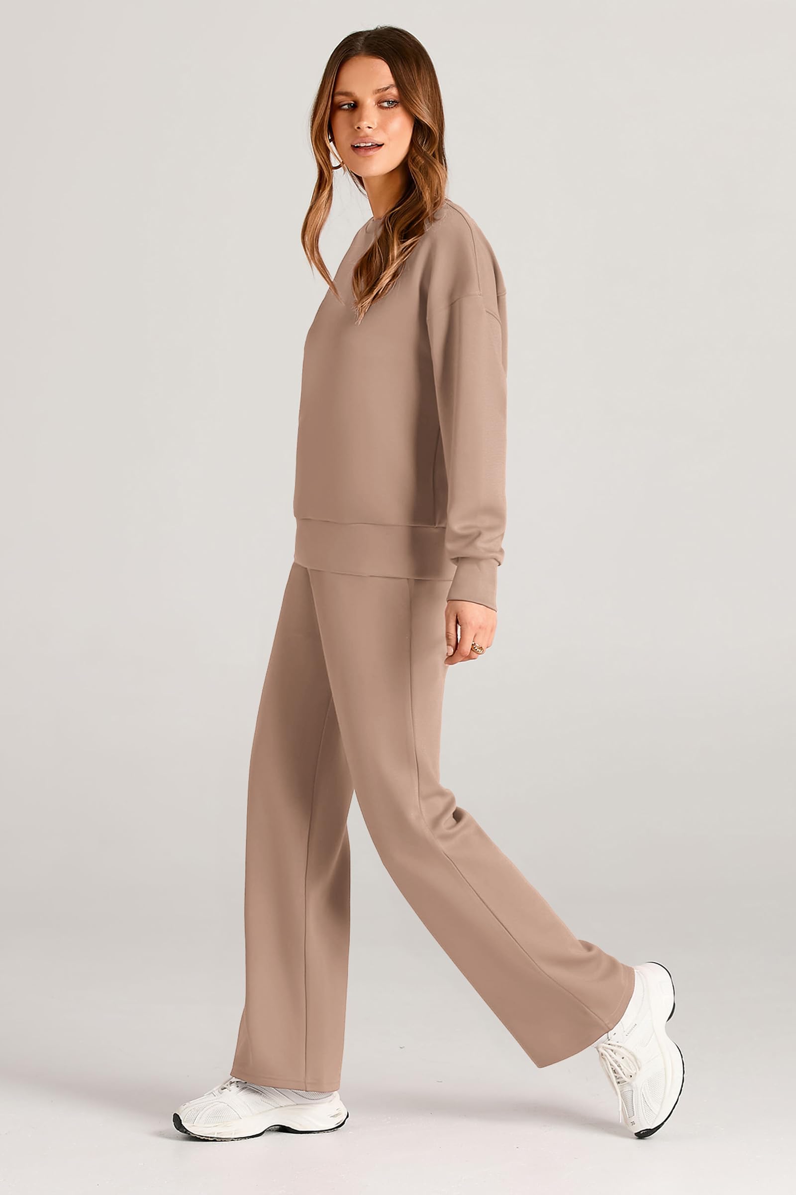 PRETTYGARDEN Womens 2 Piece Outfits Fall Long Sleeve Sweatshirt Wide Leg Pants Lounge Sets Winter Sweatsuits Tracksuit