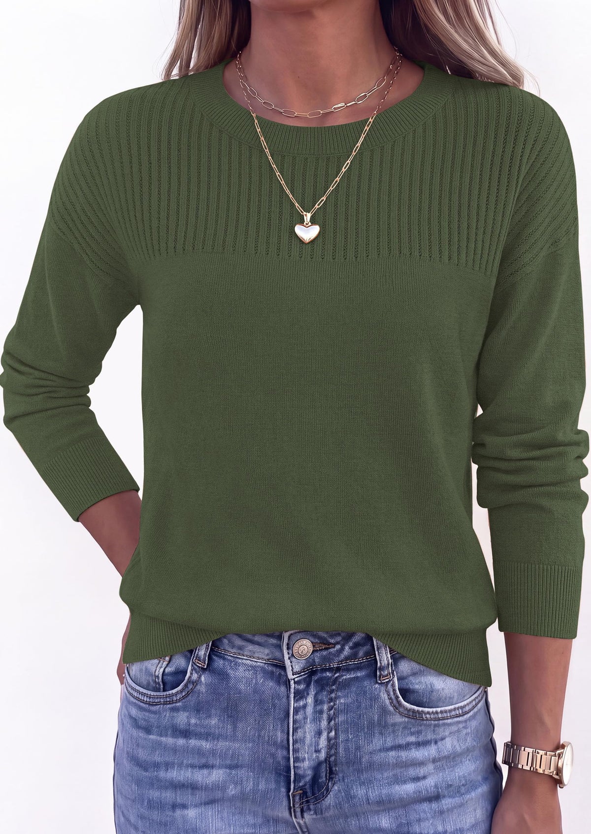 PRETTYGARDEN Sweaters for Women Fall Crewneck Knit Cropped Sweater Soft Cozy Relaxed Fit Long Sleeve Lightweight Basic Pullover Top, Winter Business Casual