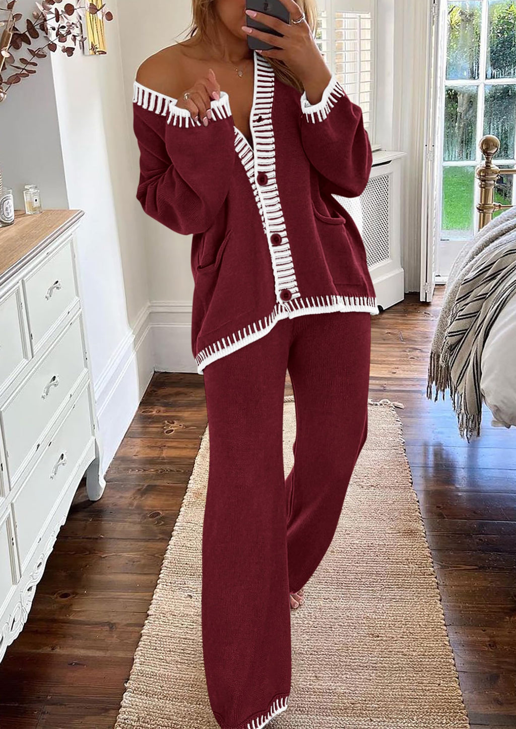 PRETTYGARDEN Lounge Sets for Women Fall Loungewear 2 Piece Outfits Cardigan Sweaters Track Suit Matching Winter Clothing
