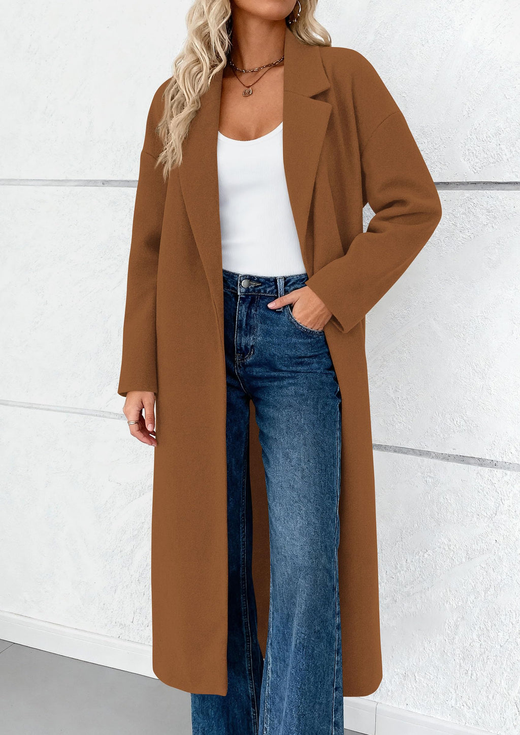 PRETTYGARDEN Womens Winter Coats Trendy Long Sleeve Notch Lapel Button Long Jackets Casual Oversized Vacation Outfits