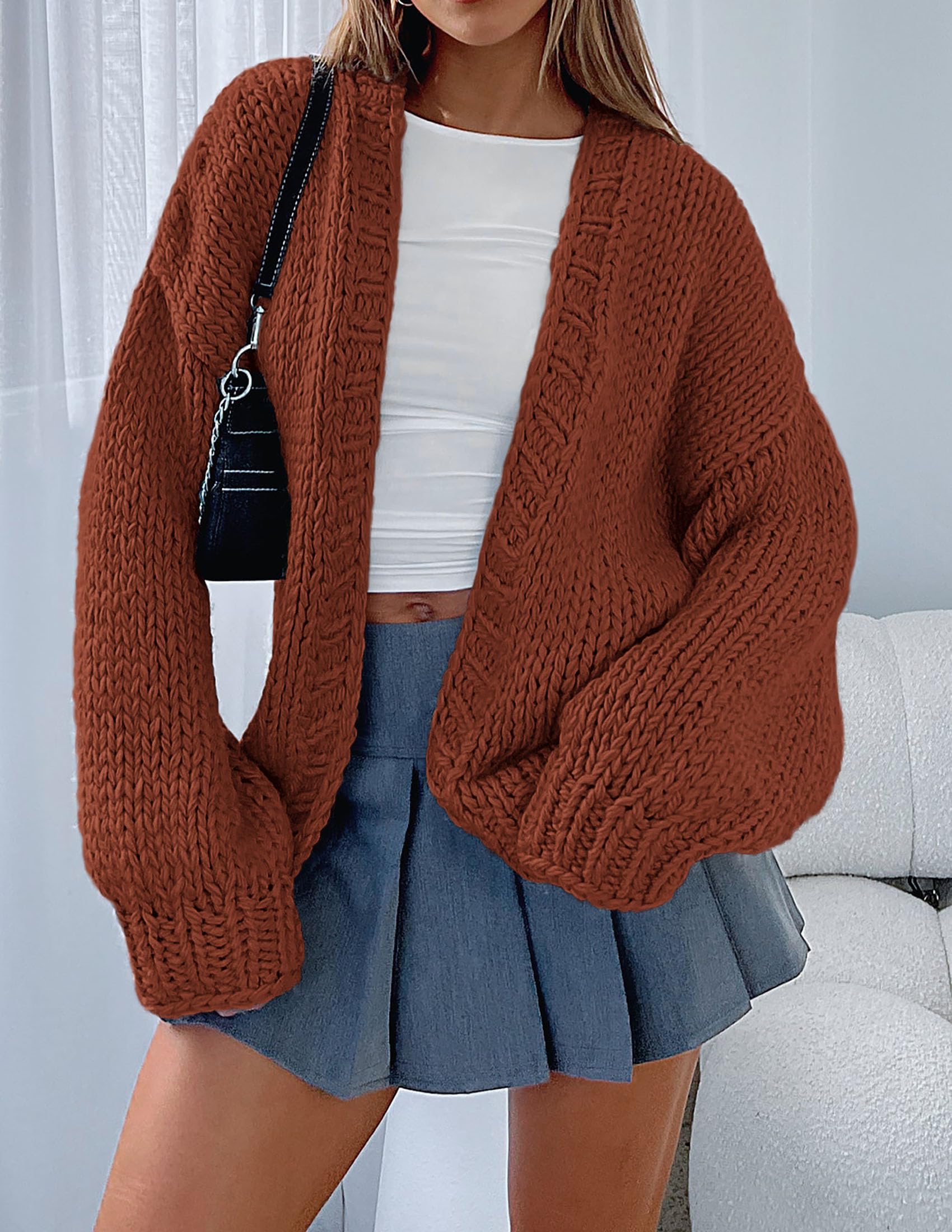 PRETTYGARDEN Cardigan Sweaters for Women Trendy Fall Fashion Long Sleeve Chunky Knit Cardigans Winter Clothing Outfits