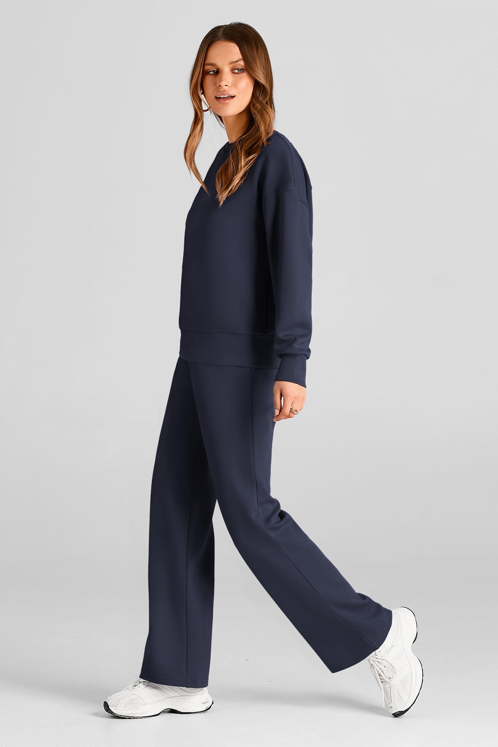 PRETTYGARDEN Womens 2 Piece Outfits Fall Long Sleeve Sweatshirt Wide Leg Pants Lounge Sets Winter Sweatsuits Tracksuit