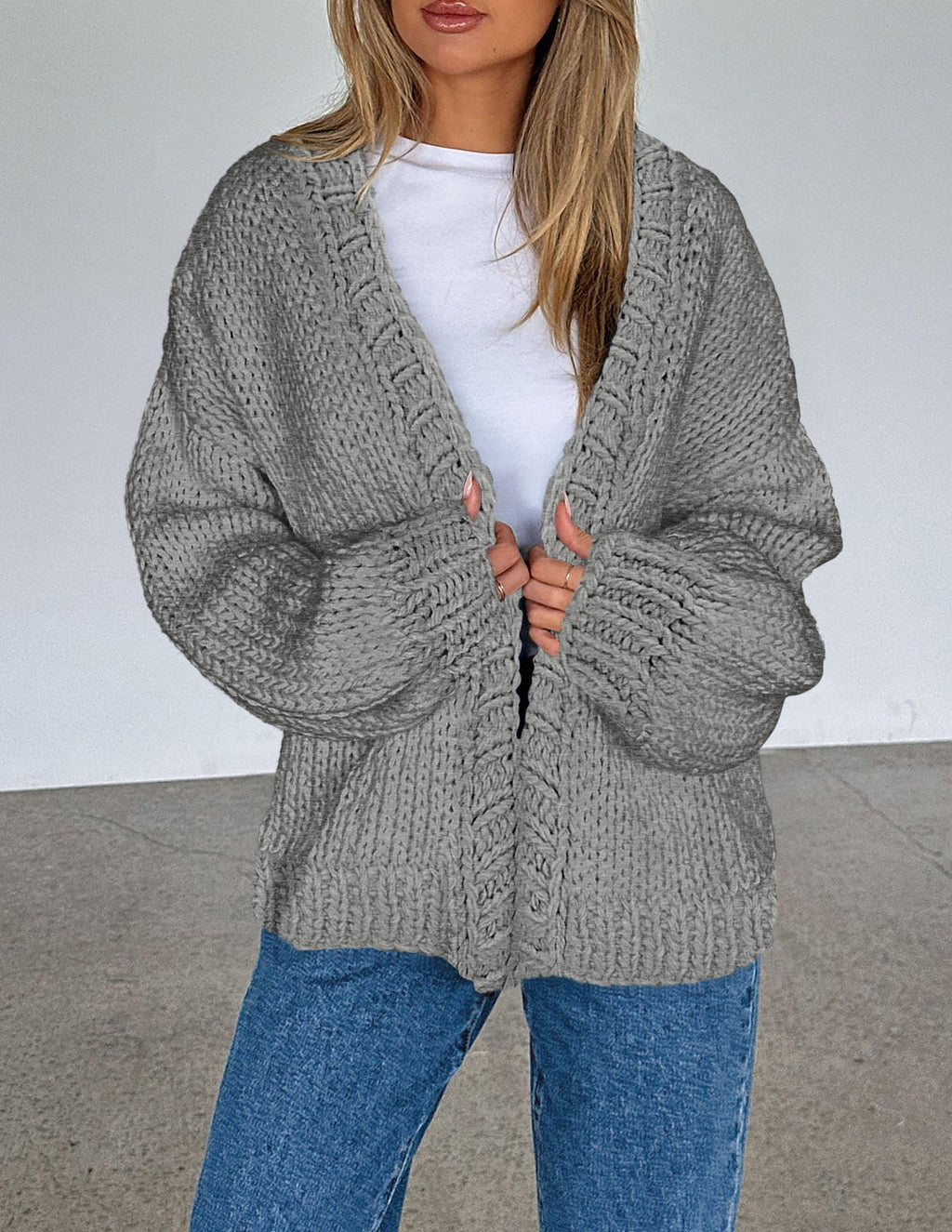 PRETTYGARDEN Cardigan Sweaters for Women Trendy Fall Fashion Long Sleeve Chunky Knit Cardigans Winter Clothing Outfits