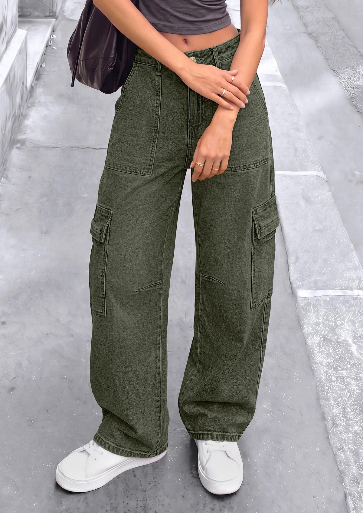 PRETTYGARDEN Barrel Pants Women Wide Leg Baggy Denim Jeans Relaxed Fit,Utility Pockets,Loose Streetwear,Boyfriend Style,Y2K Outfits,Fashion Cargo Pants,Fall Clothes